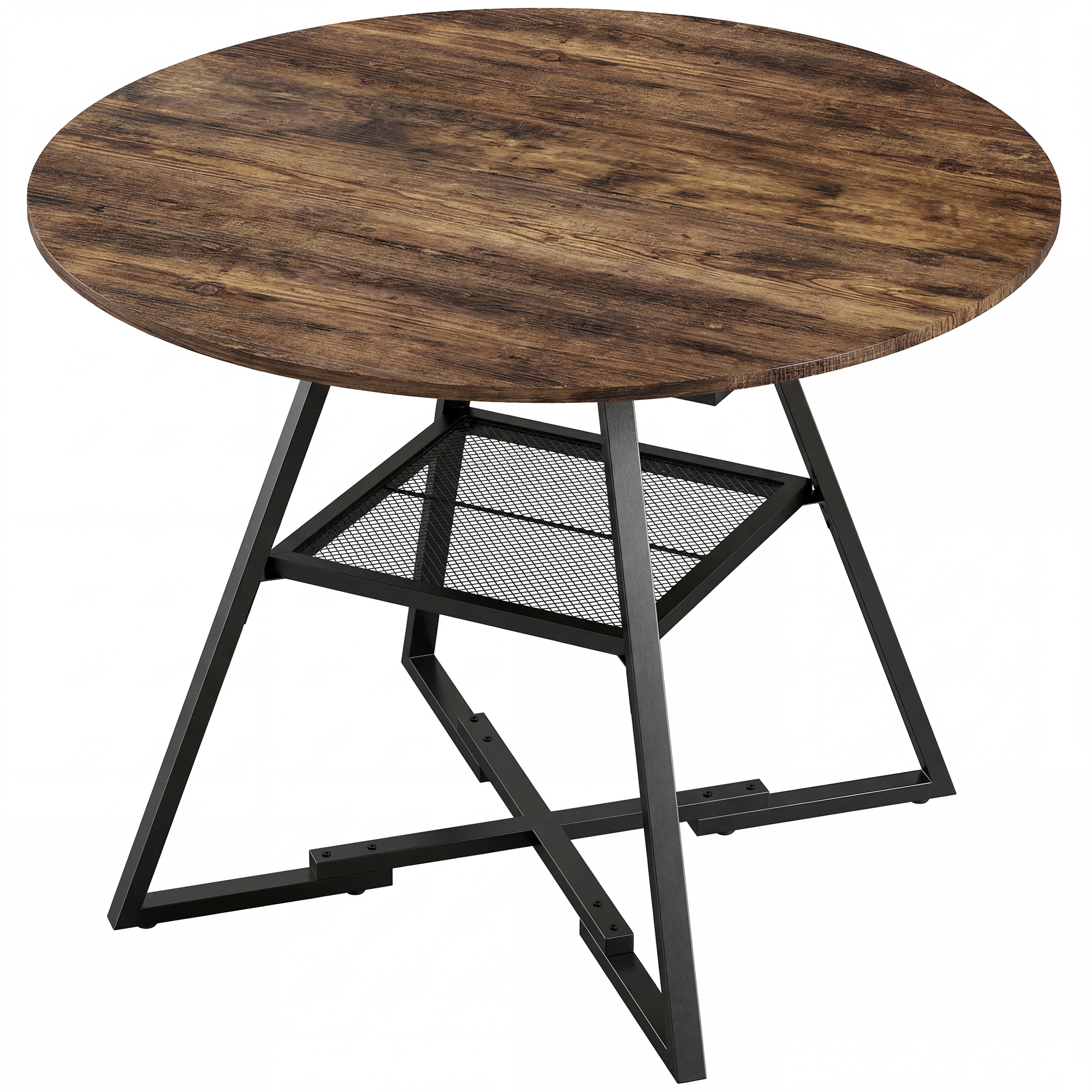 Foxix Rustic Brown Metal Dining Table - 100cm - Life Essentials