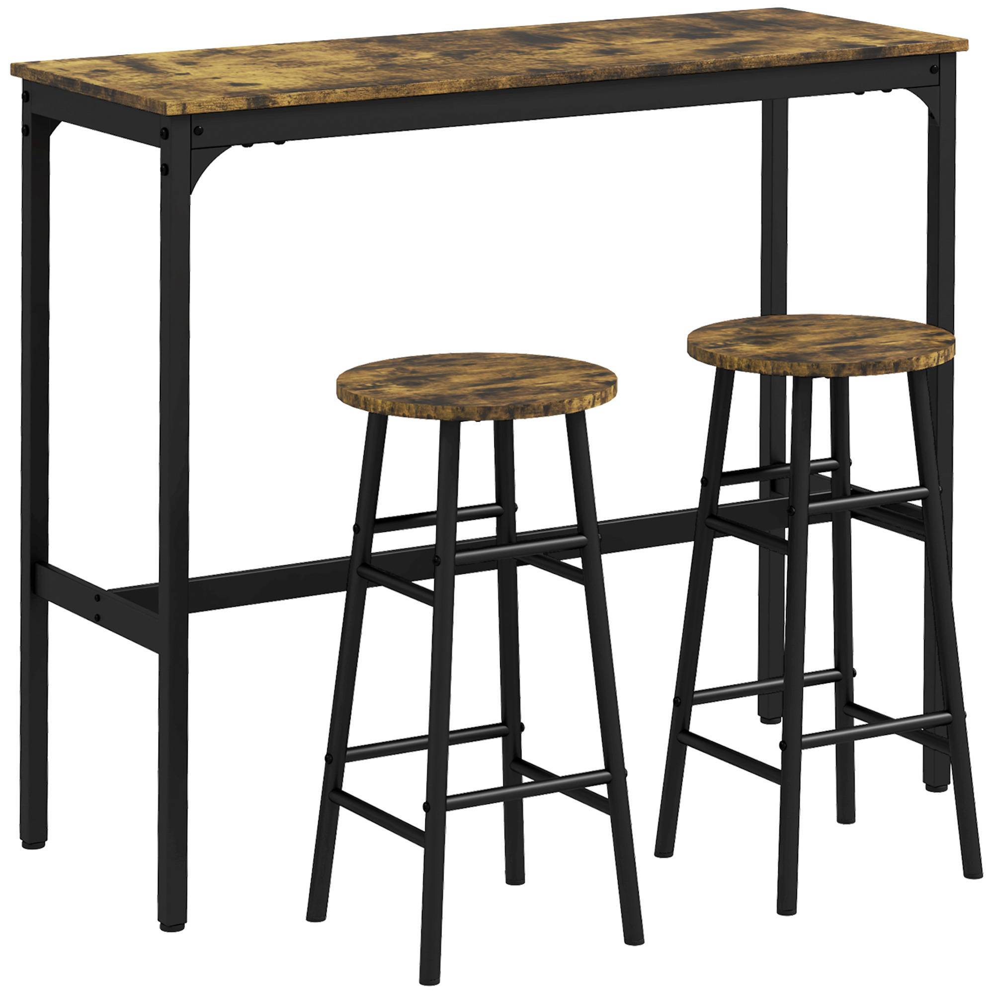 Stamere Brown Bar Table with 2 Stools Set - 105cm - Life Essentials