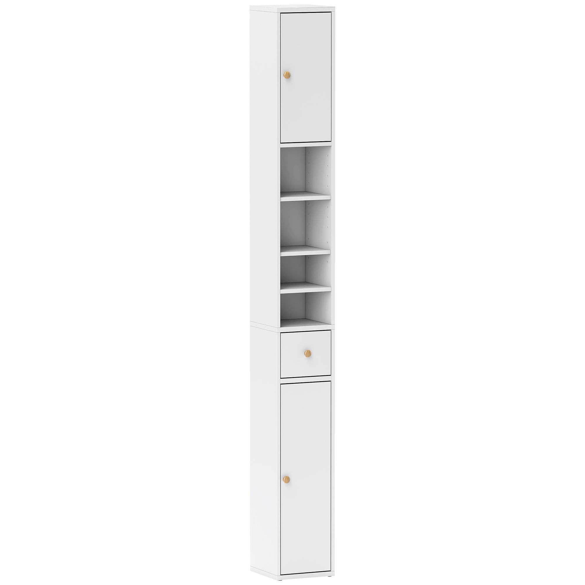 ASHINGTON 178 cm Narrow Tall Freestanding Bathroom Storage Cabinet - White - Life Essentials