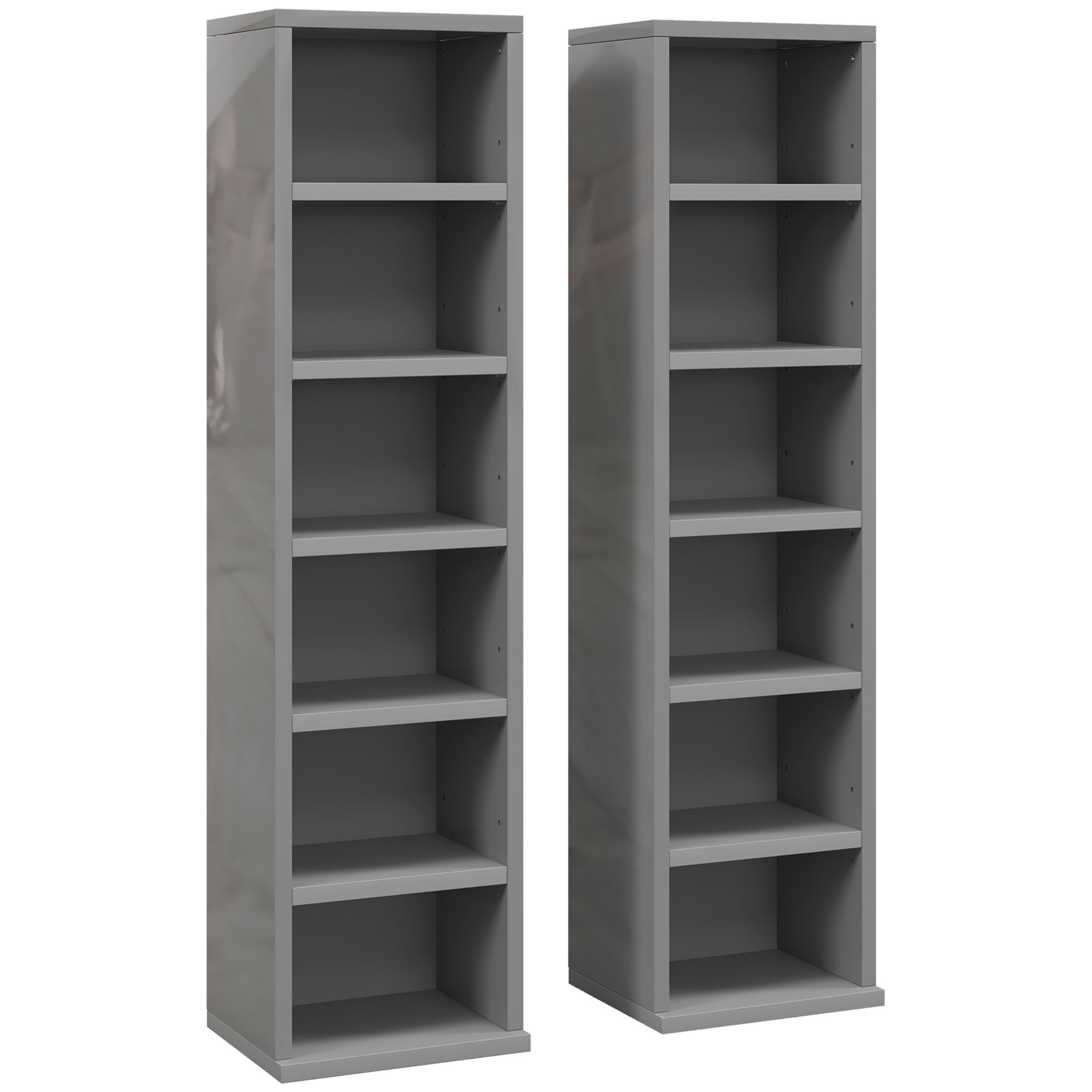 Winheir High Gloss Grey Particle Board Bookcase Set of 2 - 21cm - Life Essentials