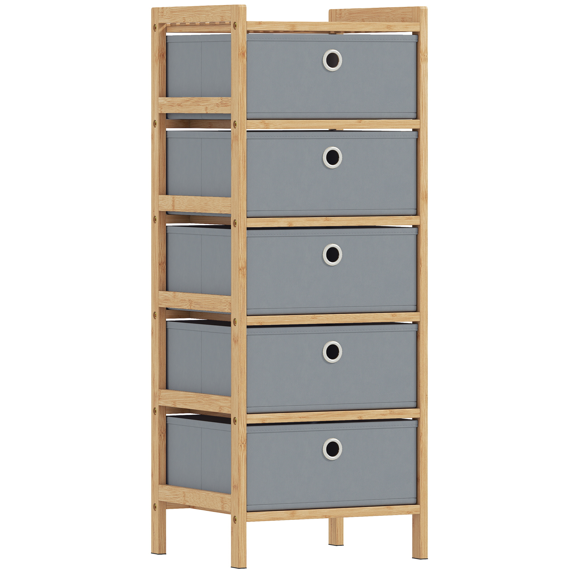 Elmmoor Light Grey Fabric Chest of Drawers - Medium-sized, 5 Drawers - Life Essentials
