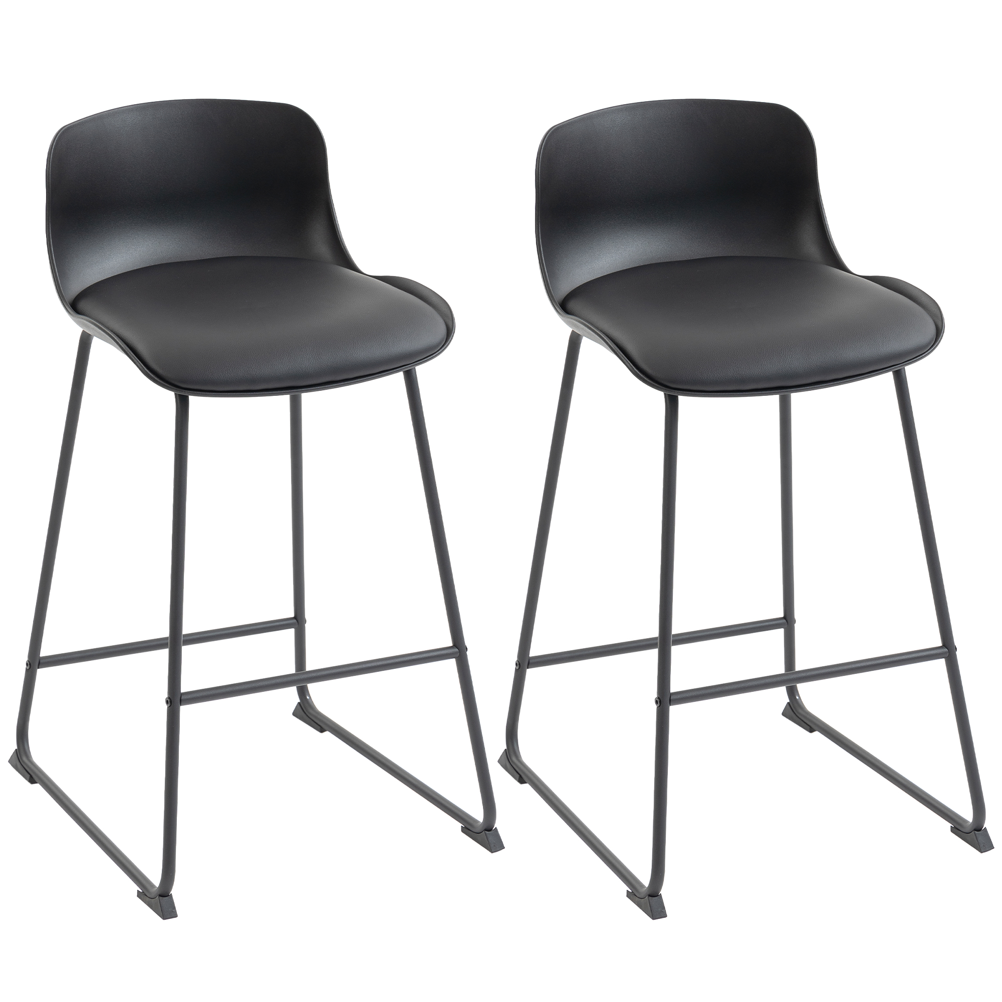 Greena Black Metal Bar Stool Set of 2 - 46cm - Life Essentials