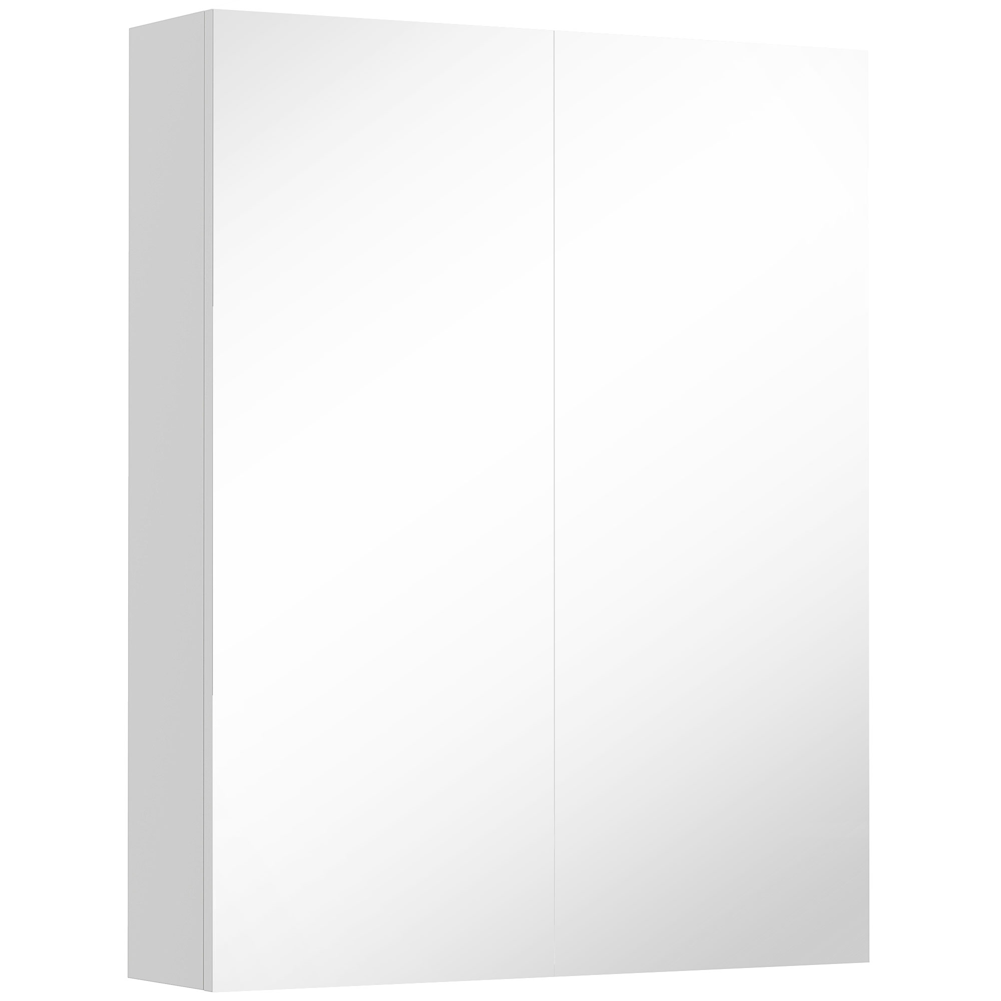 Priloft White Particle Board Bathroom Storage Wall Mirror Cabinet - 60cm - Life Essentials