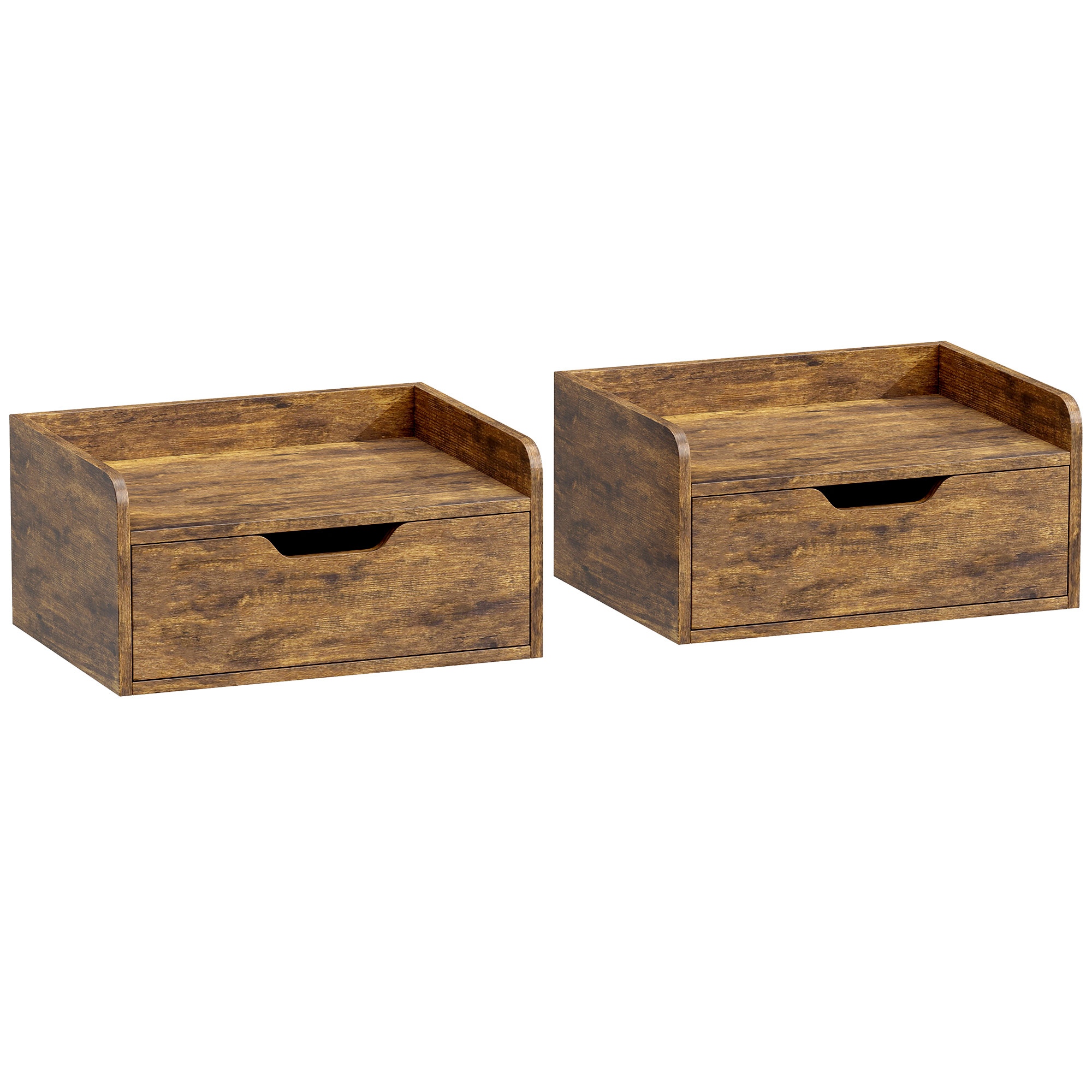 Yordene Rustic Brown Bedside Table Set of 2 - 40cm - Life Essentials
