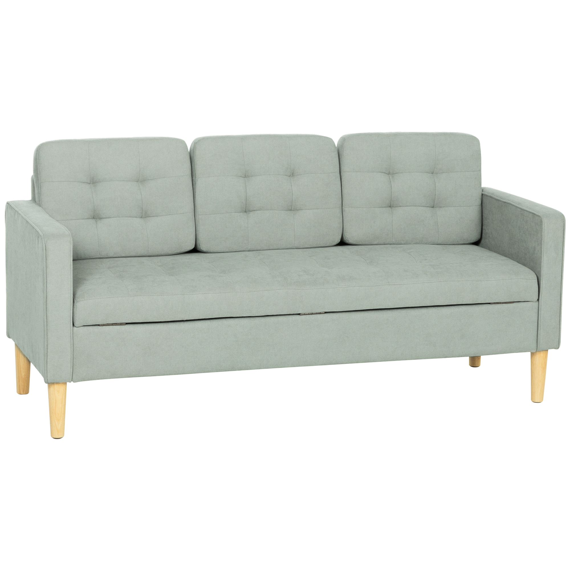 Luxvale Wood 3 Seater Sofa - Grey - Life Essentials