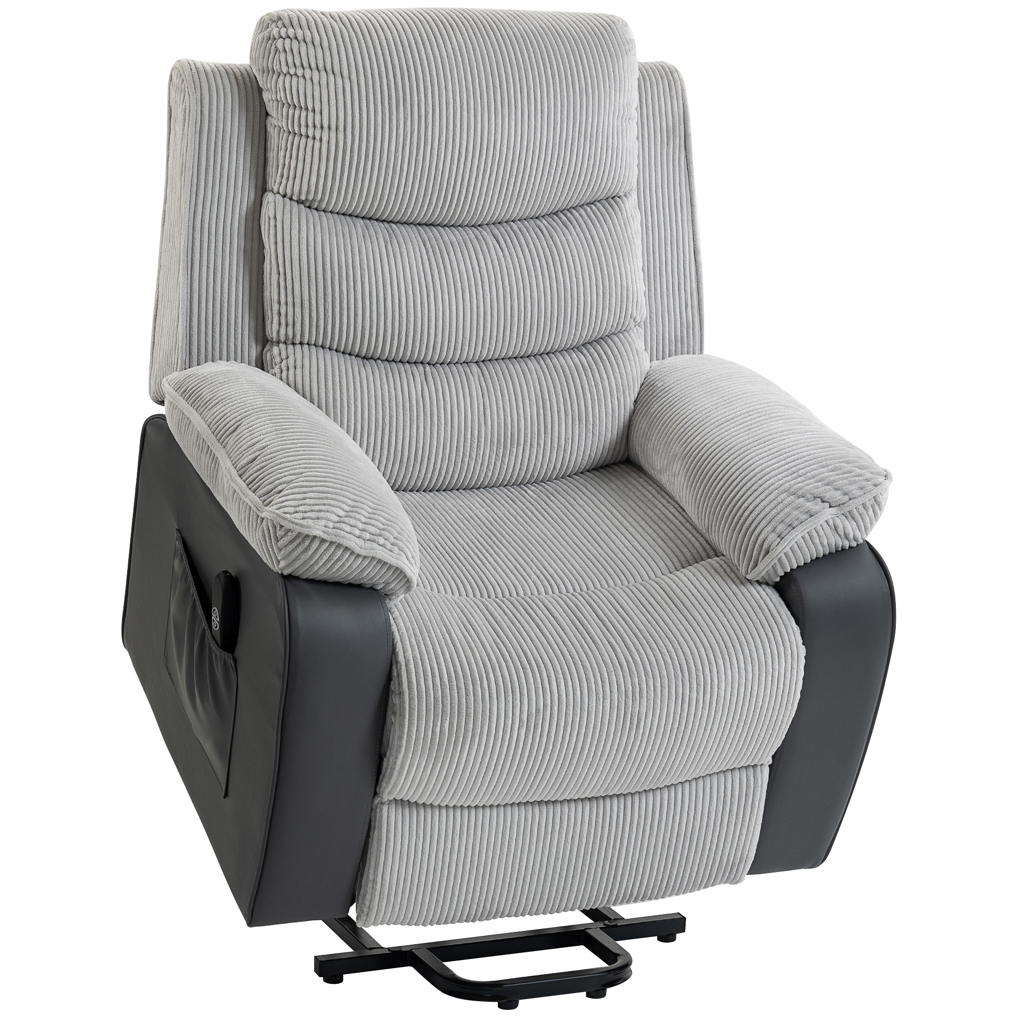 Pridene Steel Electric Lift Recliner Armchair - Light Grey - Life Essentials
