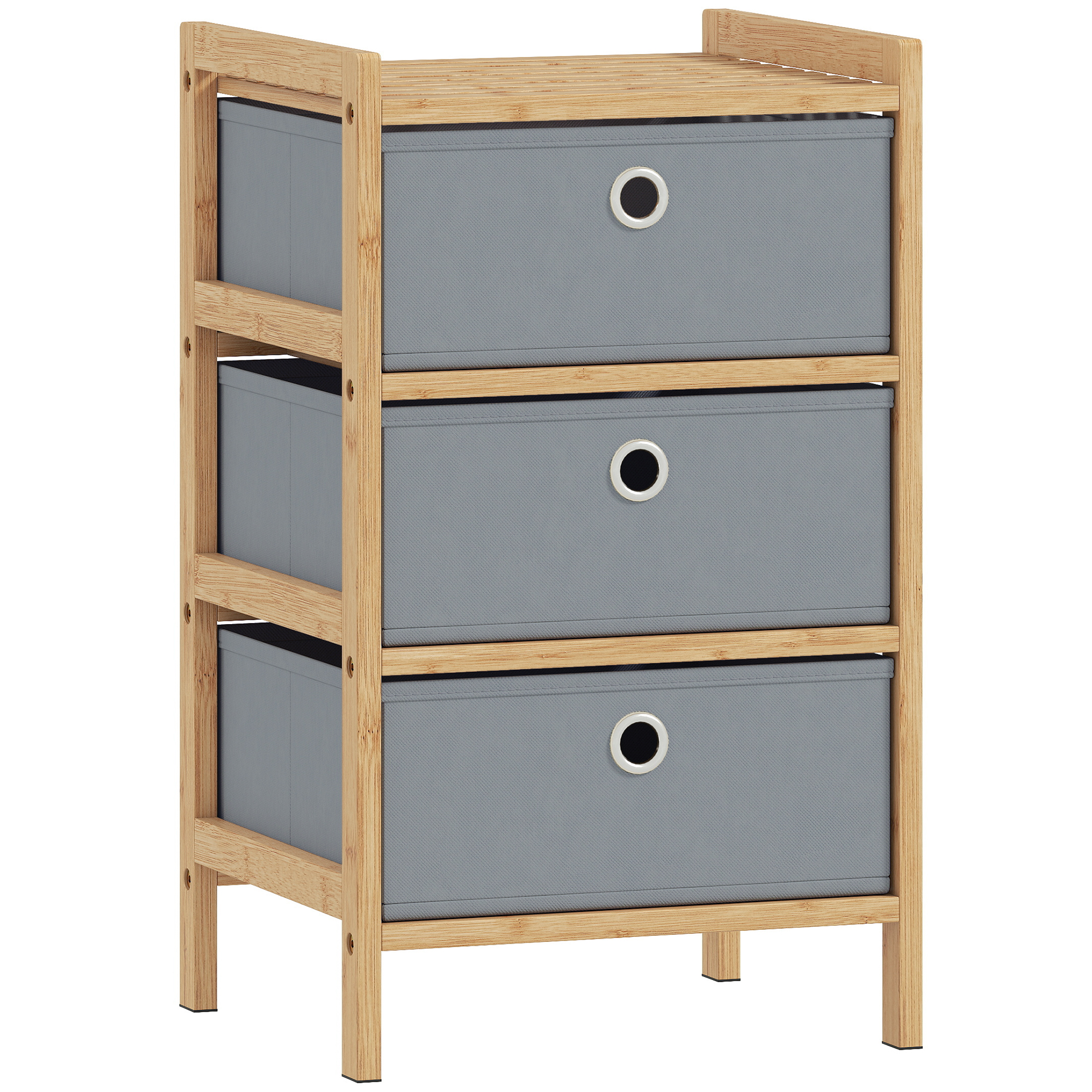 Elmmoor Light Grey Fabric Chest of Drawers - Small-sized, 3 Drawers - Life Essentials