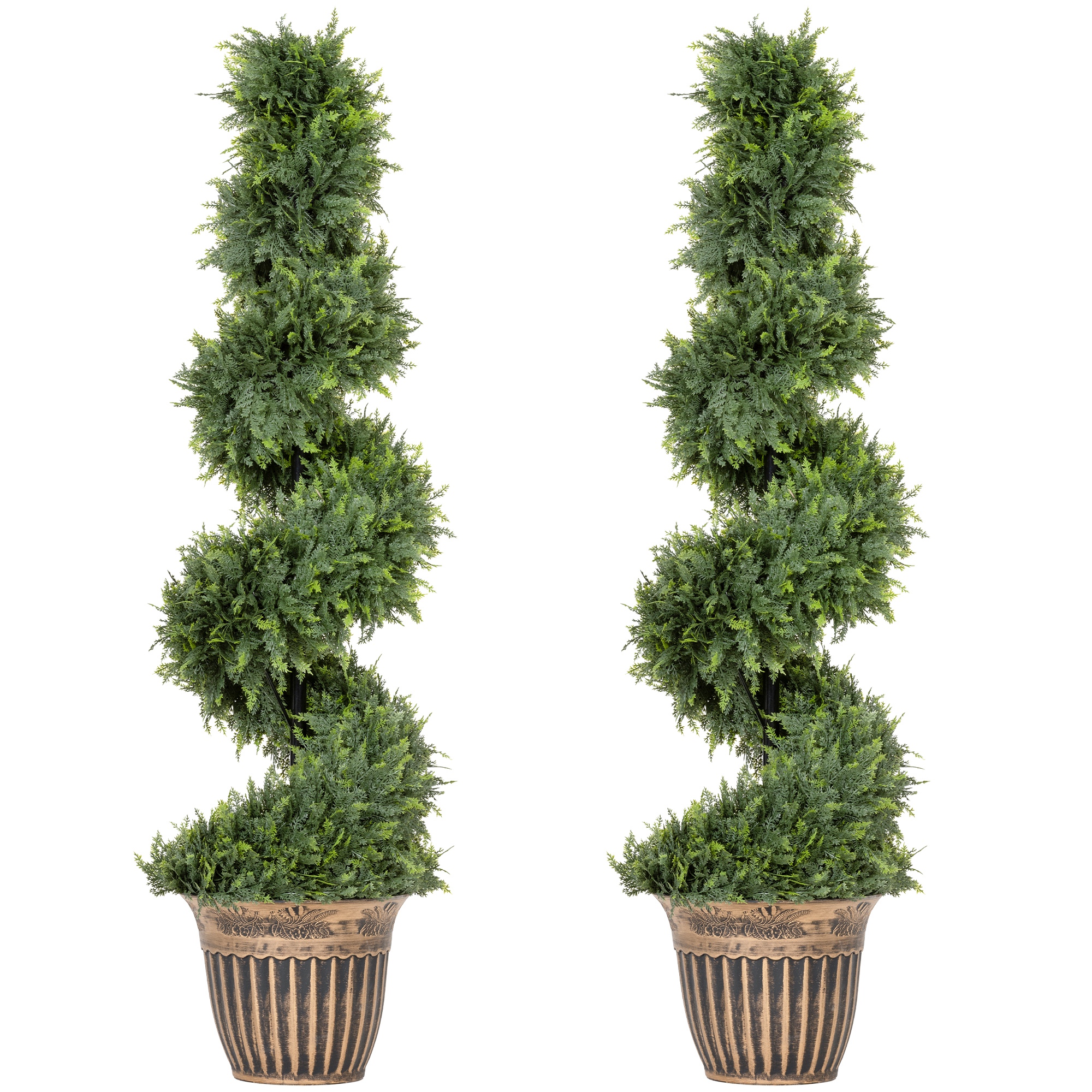 Norridg Green Steel Spiral Cypressd Artificial Plant Set of 2 - 120cm - Life Essentials