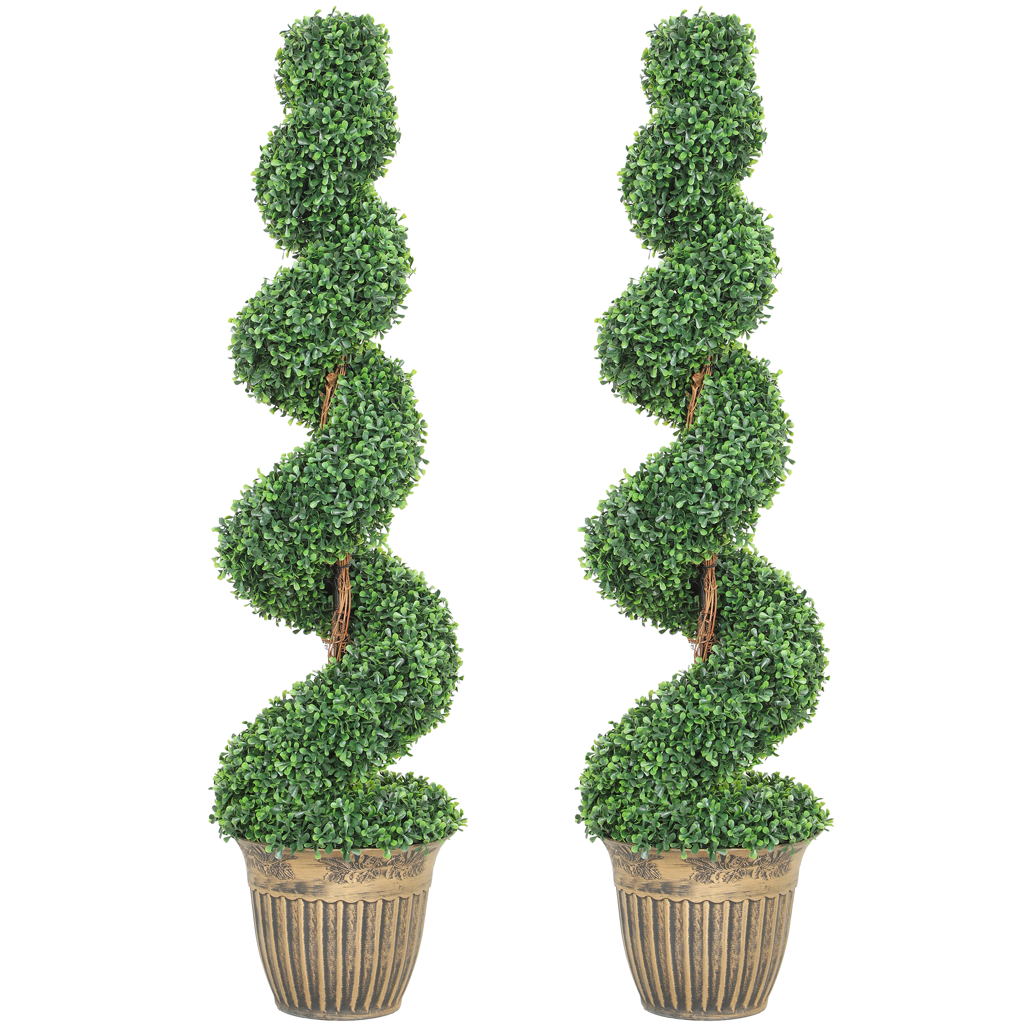 Norridg Green Steel Spiral Artificial Plant Set of 2 - 120cm - Life Essentials