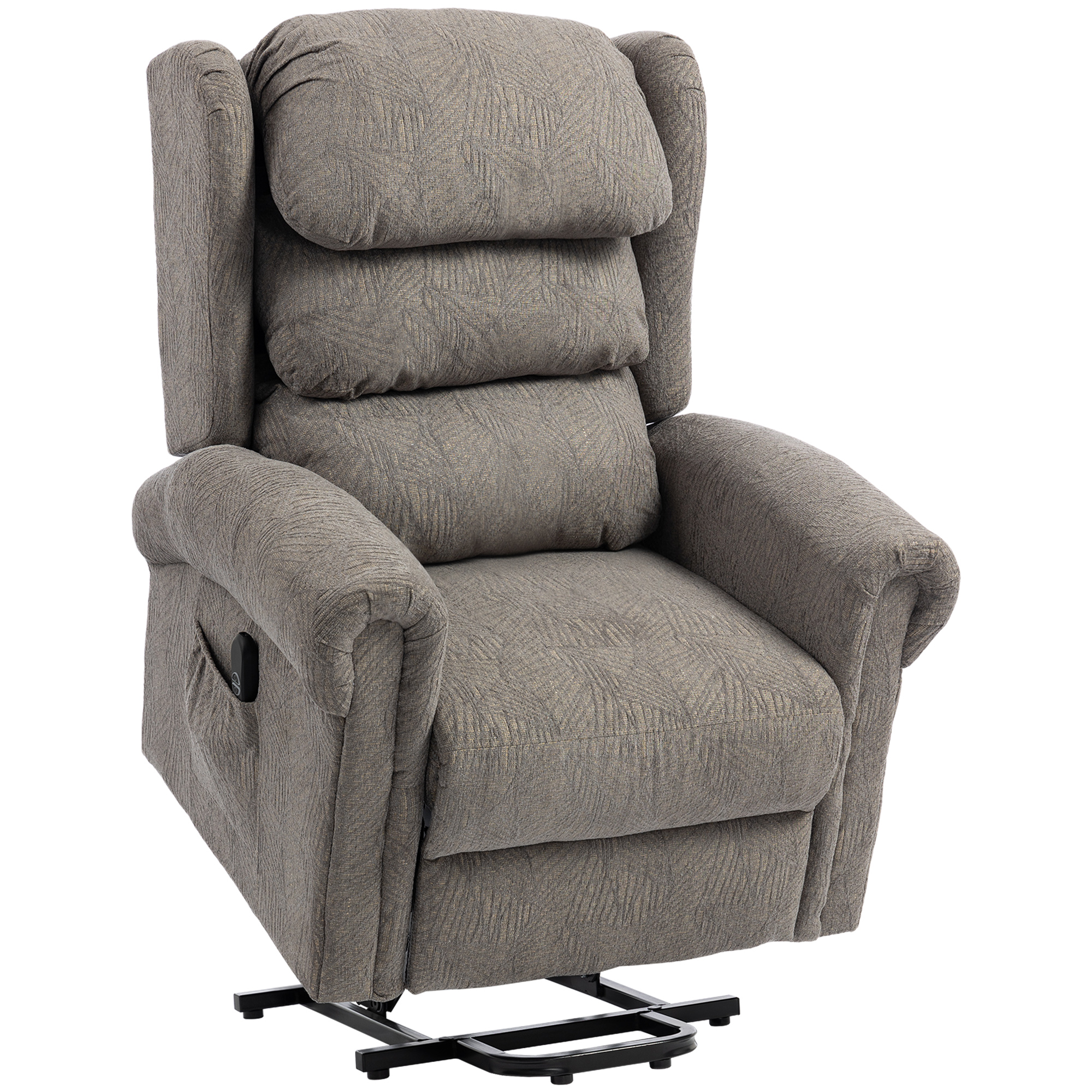 Kenthor Velvet Power Lift Recliner Armchair - Dark Grey - Life Essentials