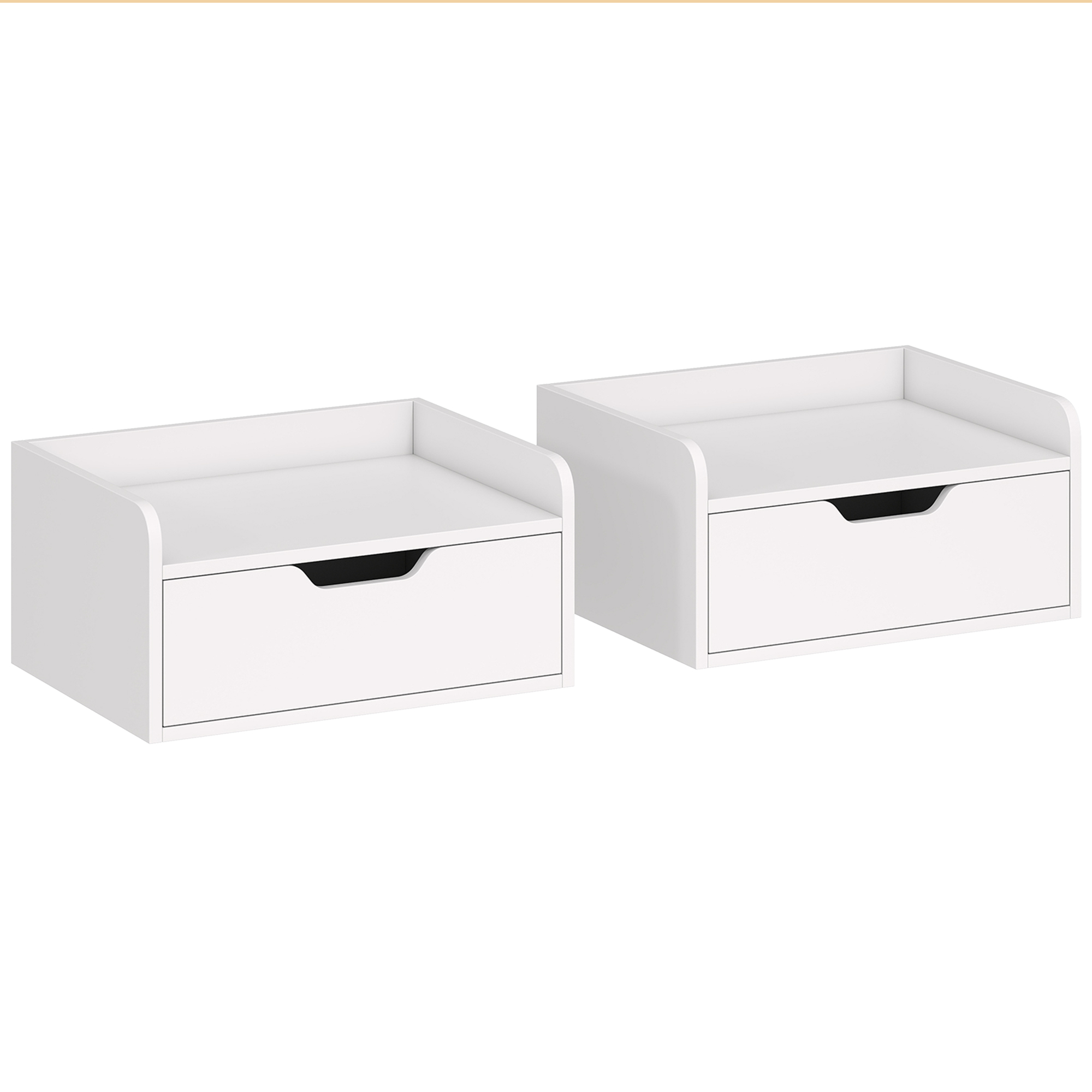Yordene White Bedside Table Set of 2 - 40cm - Life Essentials