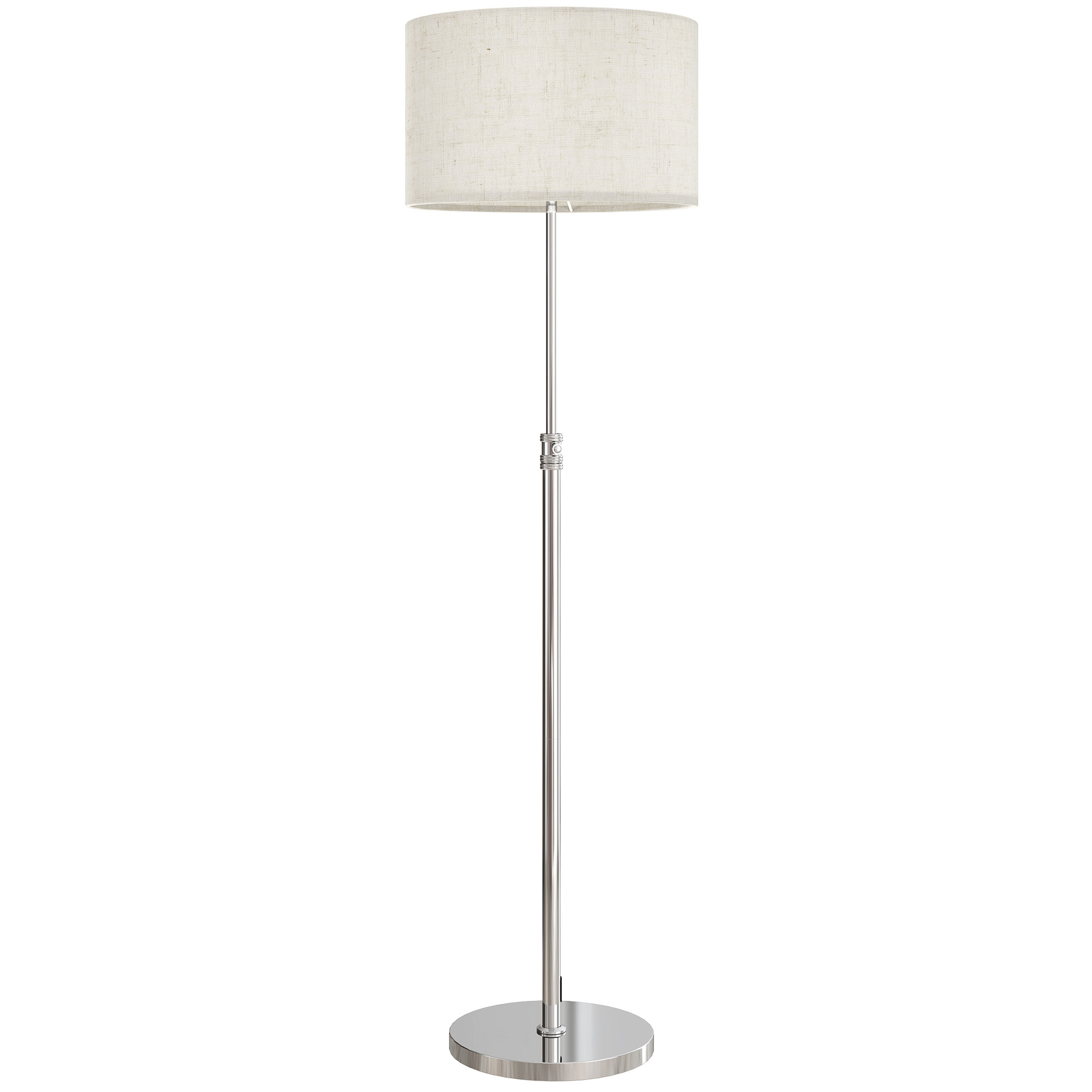 ARVASTYN Height Adjustable Dimmable Floor Lamp with Remote, Linen Shade and Foot Switch - Silver Tone and Beige - Life Essentials