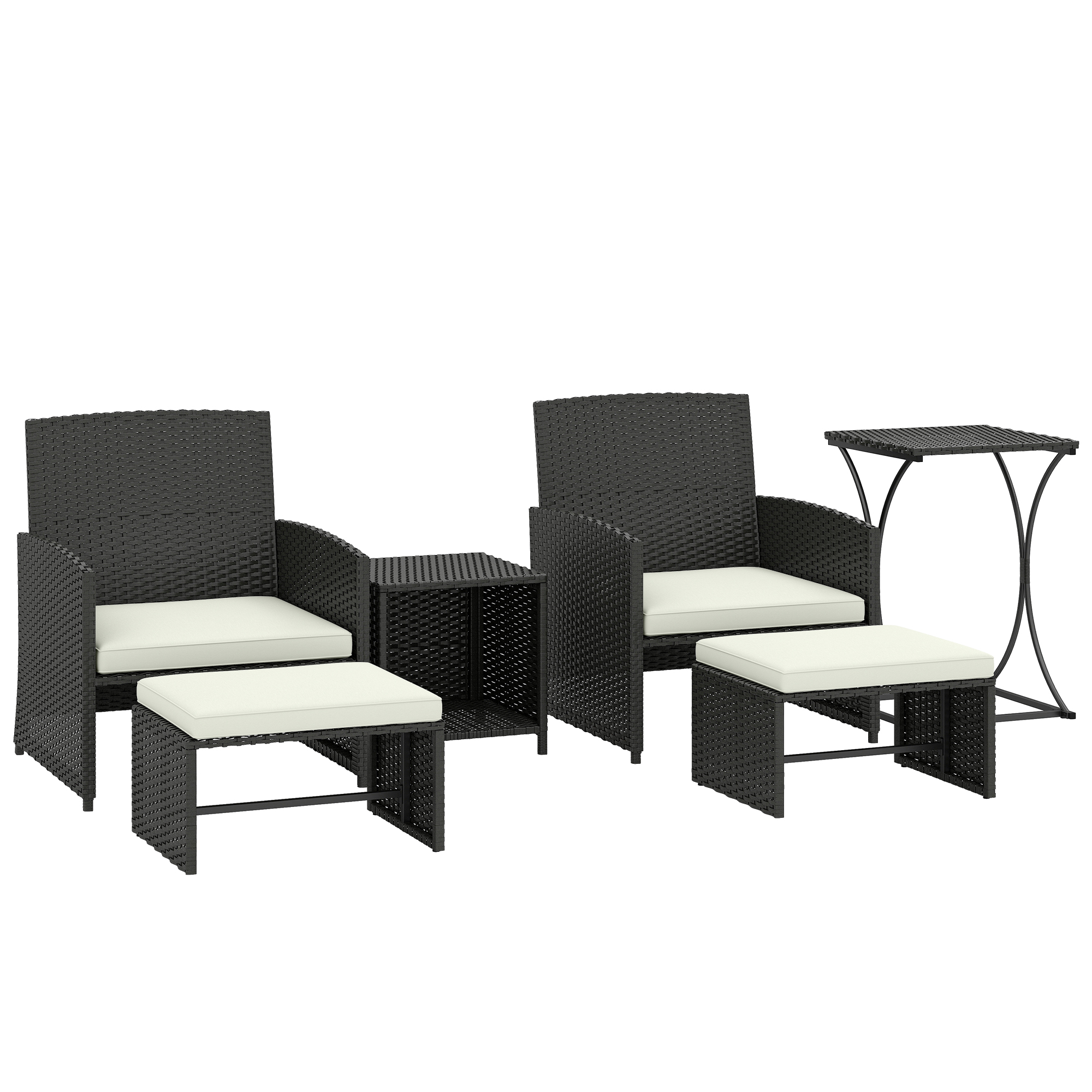 Camheir Cream White PE Rattan 6 Pieces Garden Furniture Set - 60cm - Life Essentials
