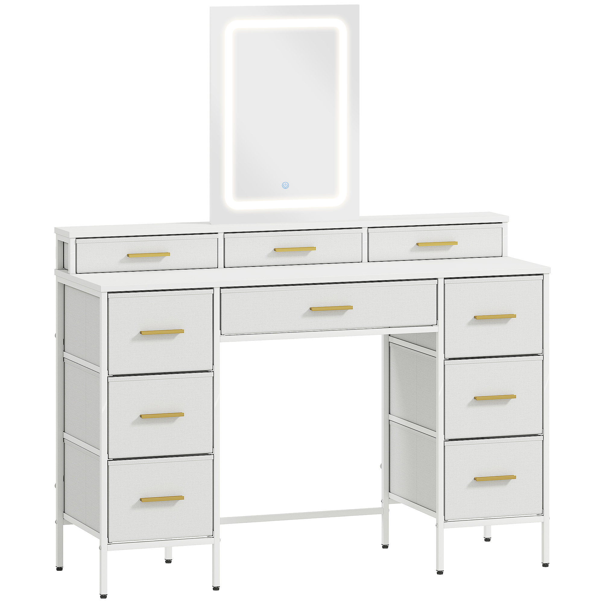 Zenona White Dressing Table with LED Mirror - 118.5cm - Life Essentials