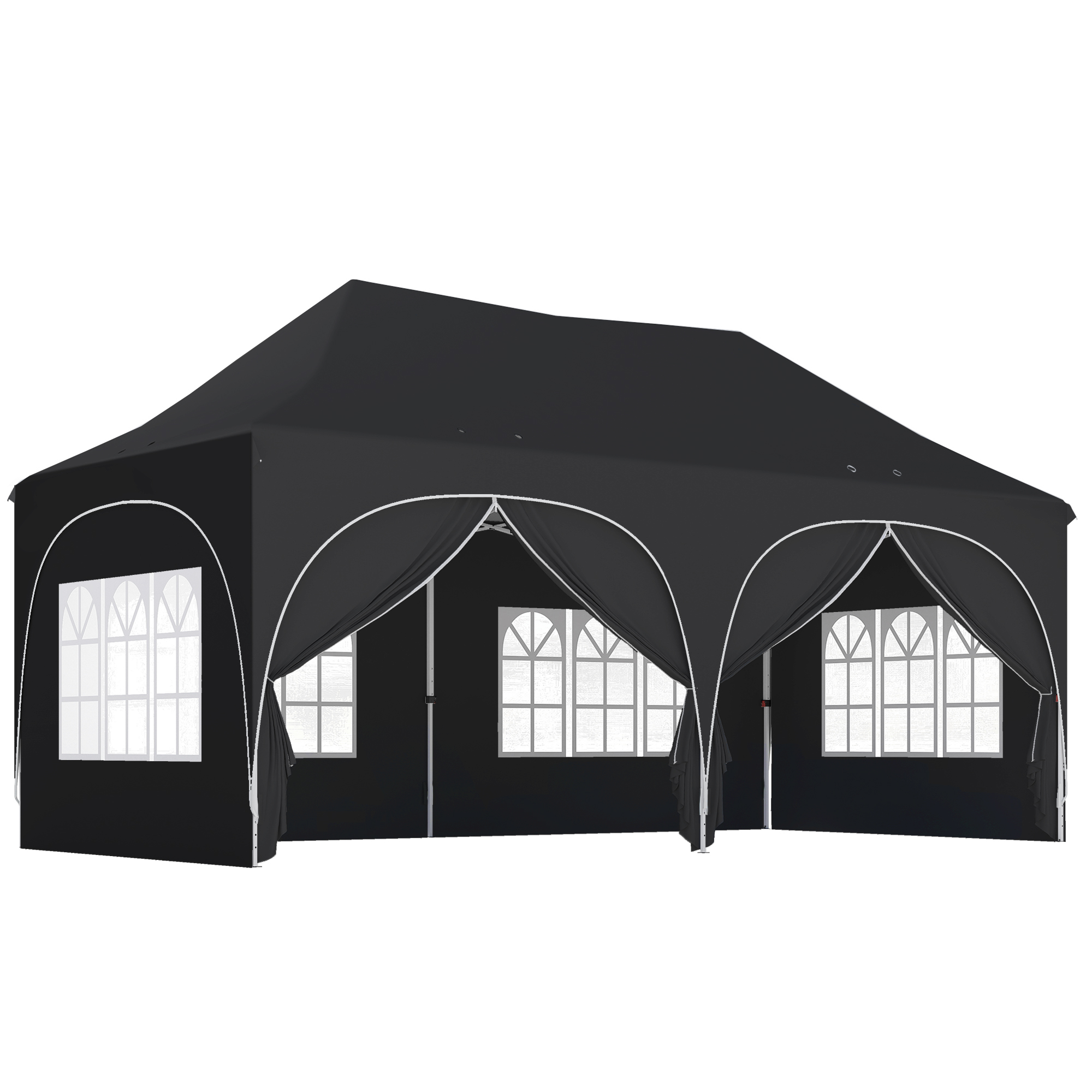 Dorcrof Black Metal 3x6m Pop Up Gazebo Shelter with Sides - 300cm