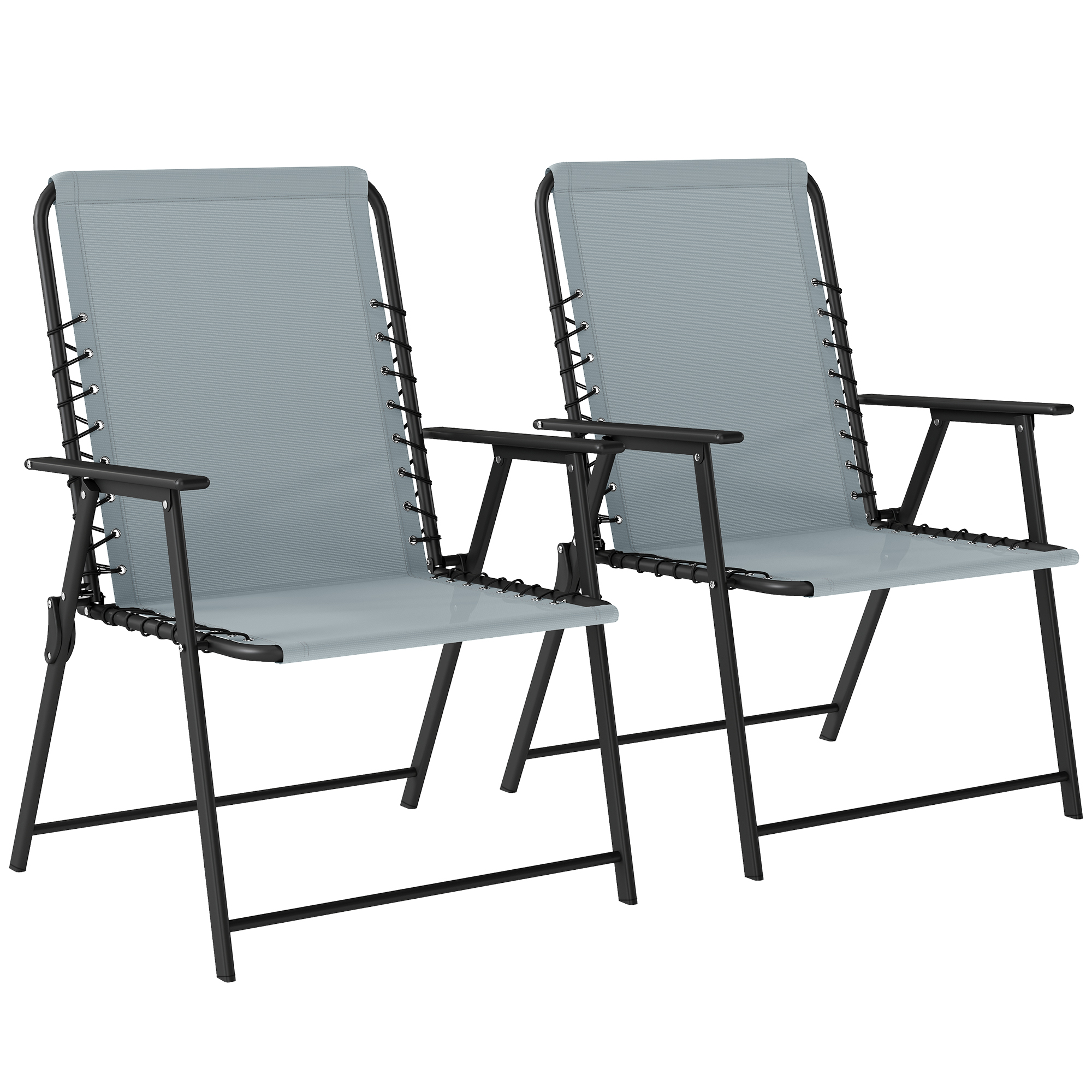 Winvale Light Grey Steel Folding Chairs Set of 2 - 60cm - Life Essentials