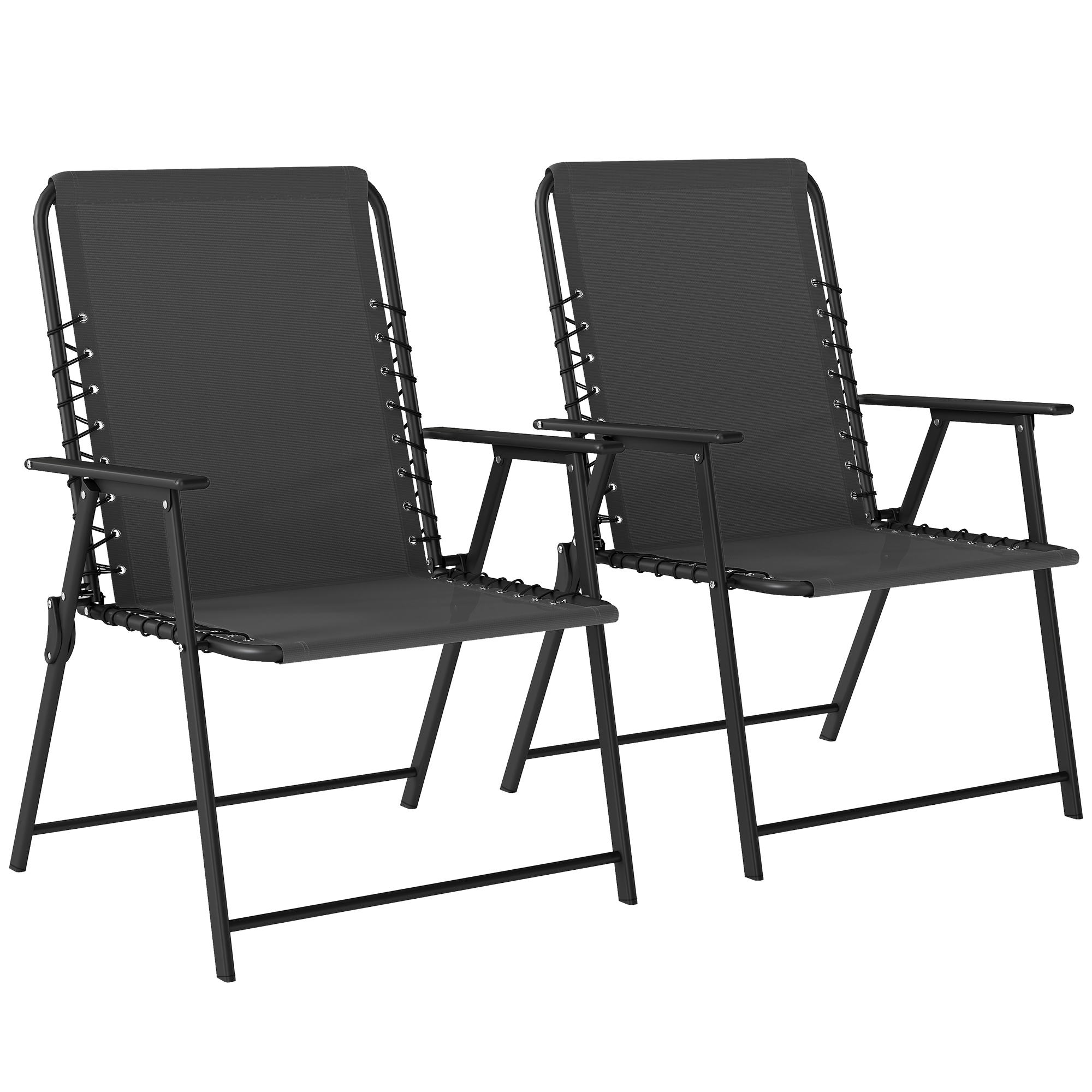 Winvale Black Steel Folding Chairs Set of 2 - 60cm - Life Essentials