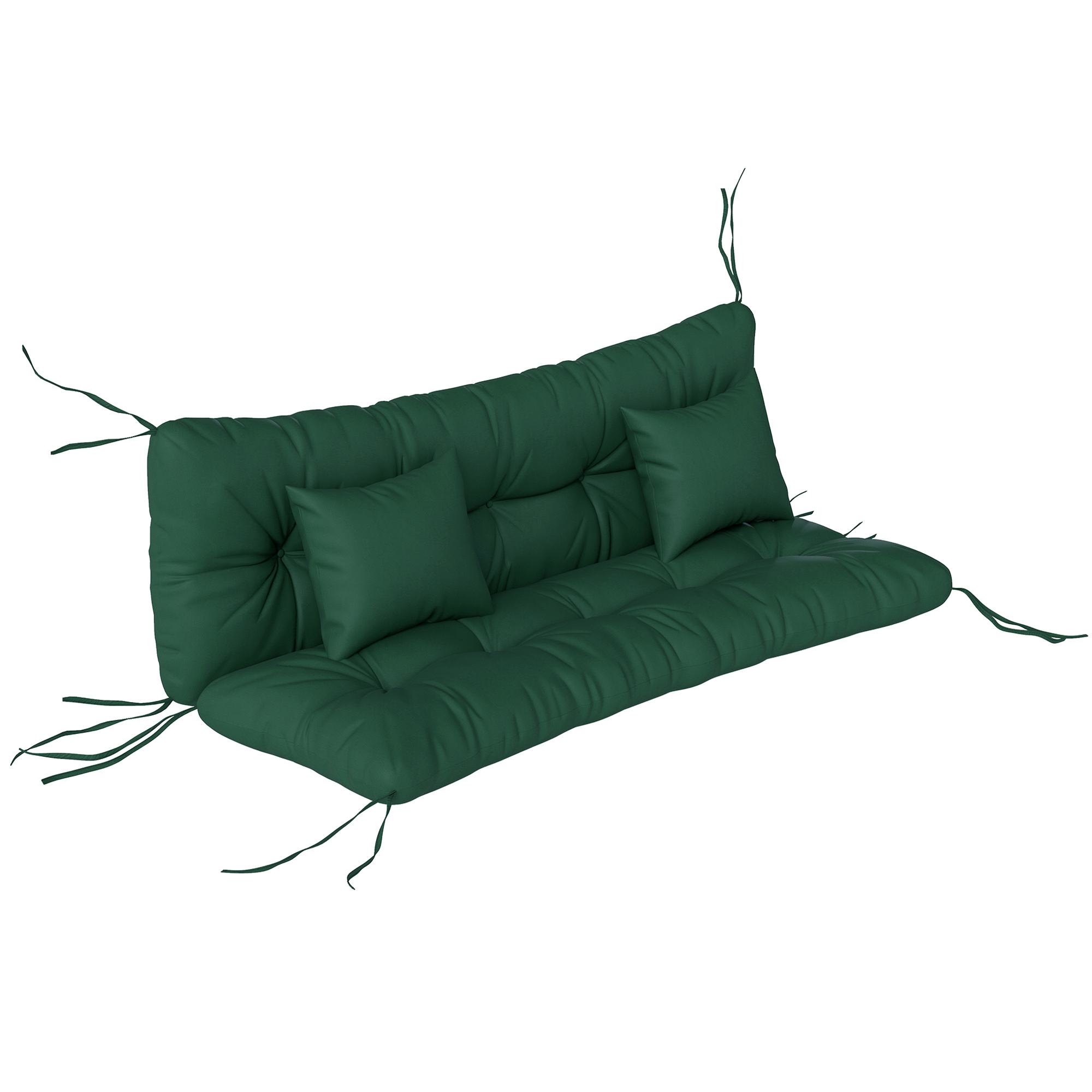 Winhall Green PP Cotton Chair Cushion with 2 Pillows - 50cm - Life Essentials