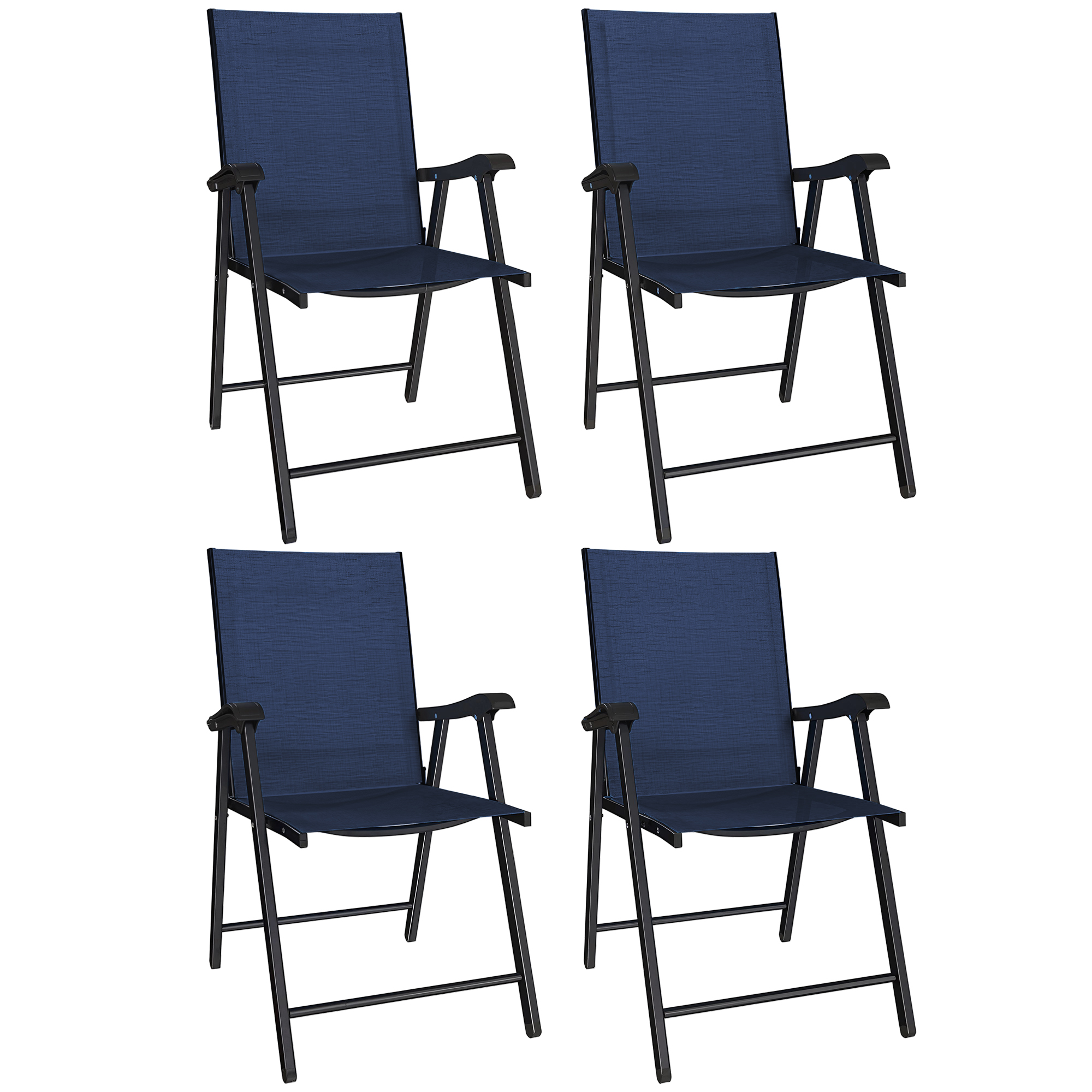 Yorhall Navy Blue Steel Folding Chairs Set of 4 - 58cm - Life Essentials