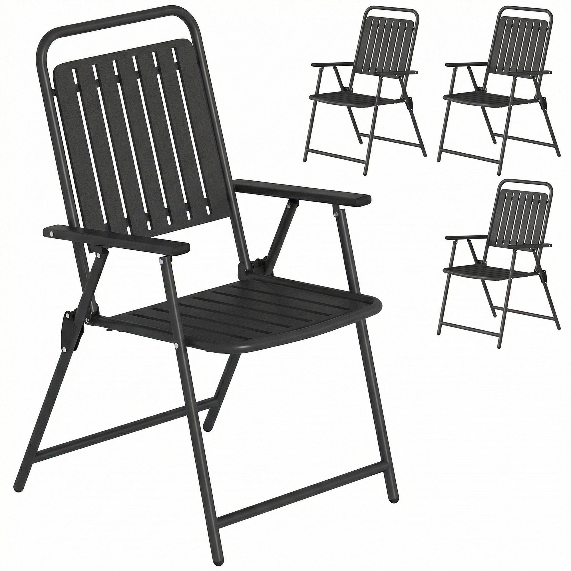 Velel Black Steel Dining Chair Set of 4 - 55cm - Life Essentials