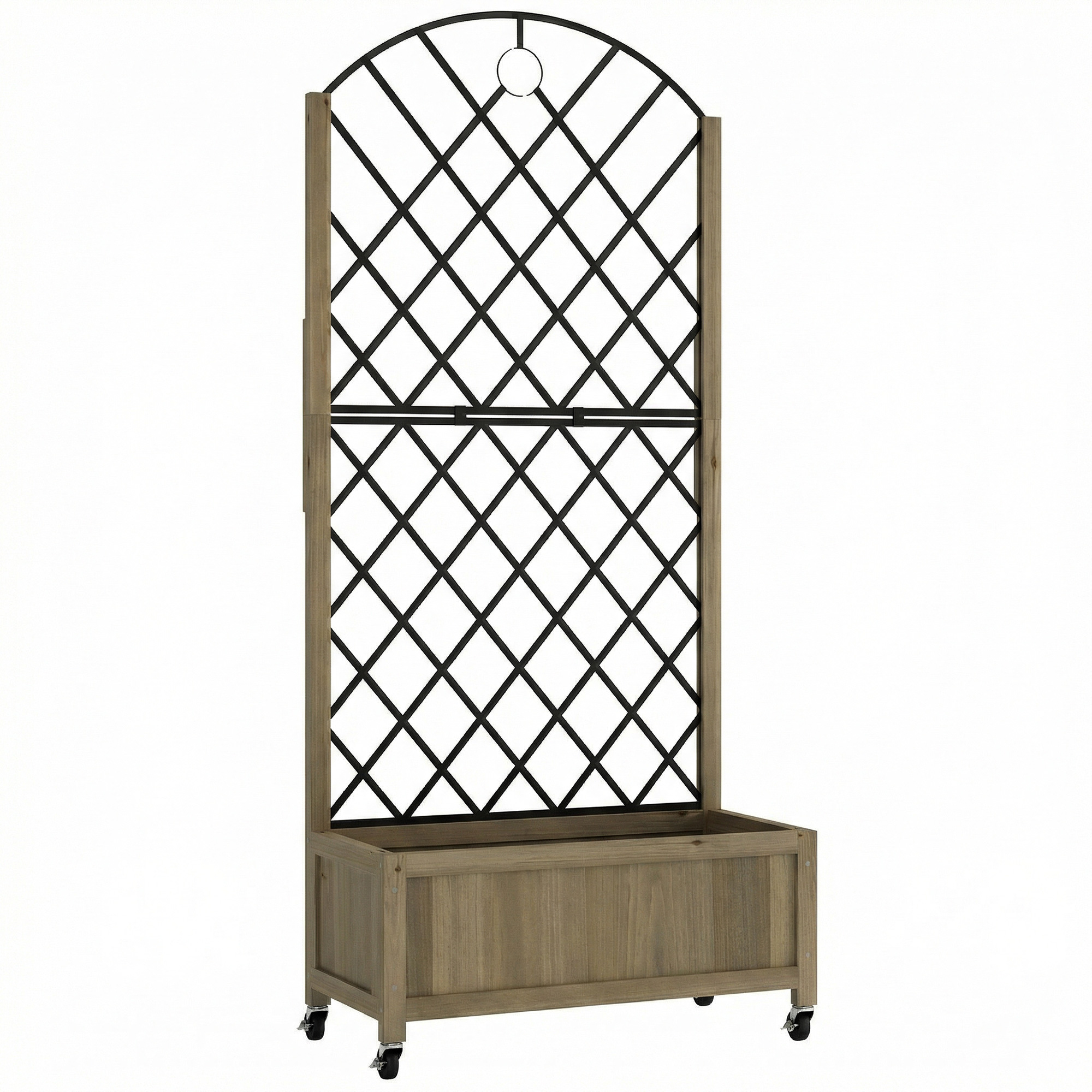 Oakbyrn Carbonised Fir Wood Garden Bed with Trellis Planter - 72cm - Life Essentials