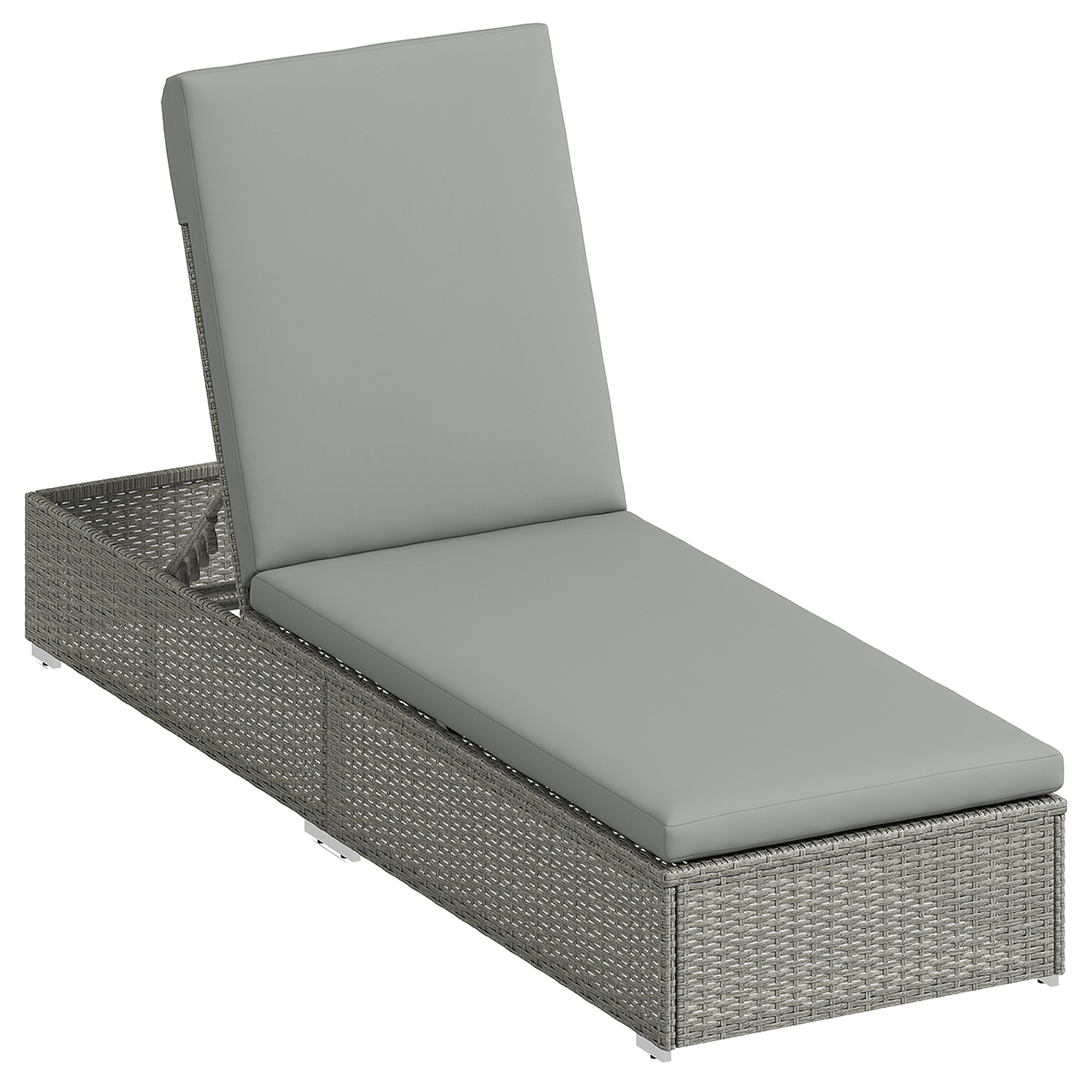 Marwood Light Grey PE Rattan Sun Lounger - 60cm - Life Essentials