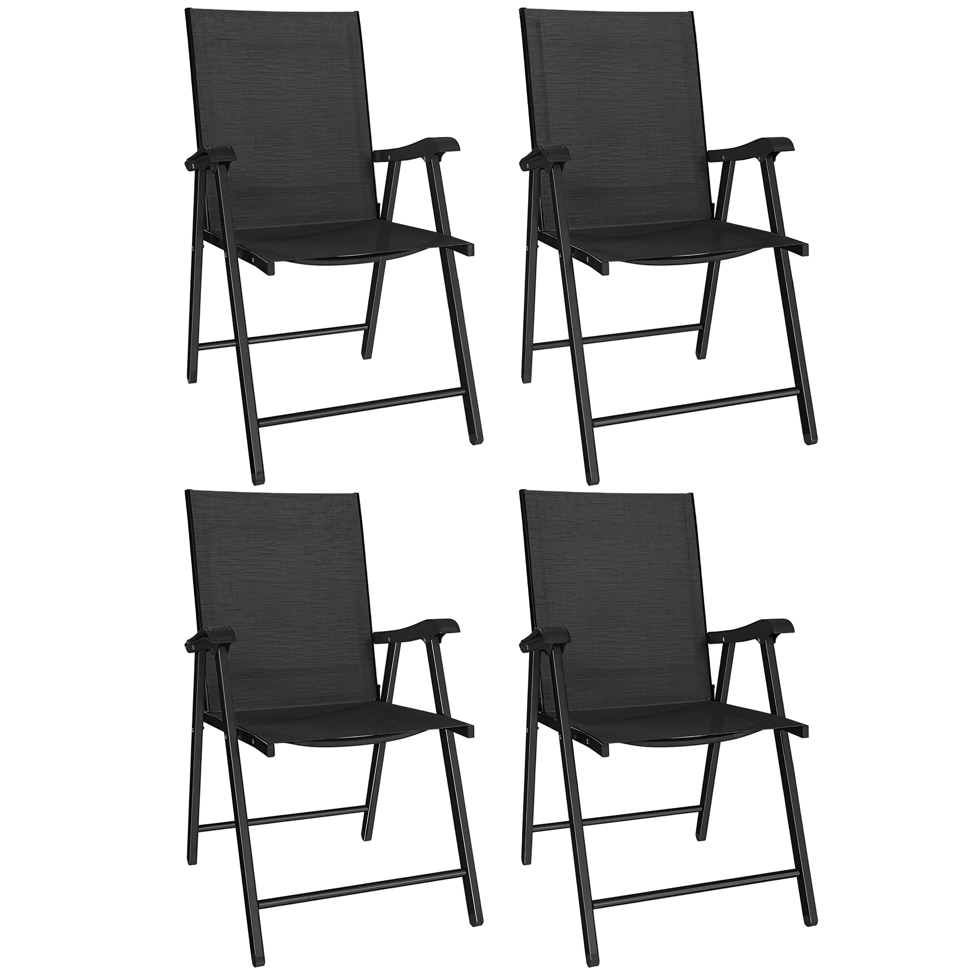 Yorhall Black Steel Folding Chairs Set of 4 - 58cm - Life Essentials