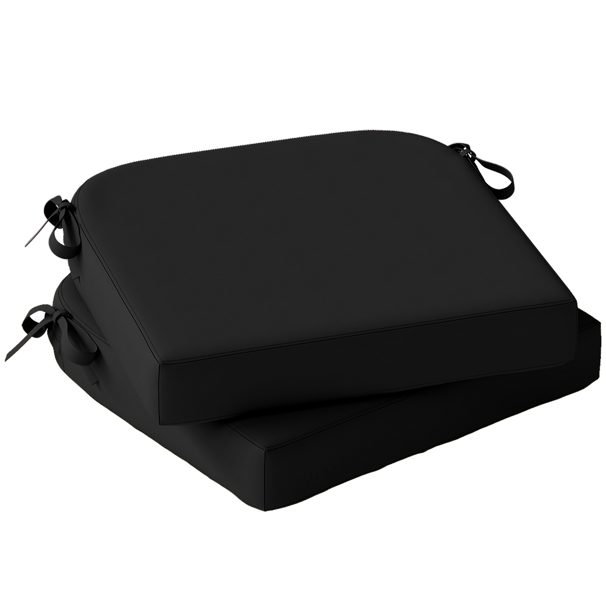 Staford Black Polyester Chair Seat Cushions Set of 2 - 40cm - Life Essentials