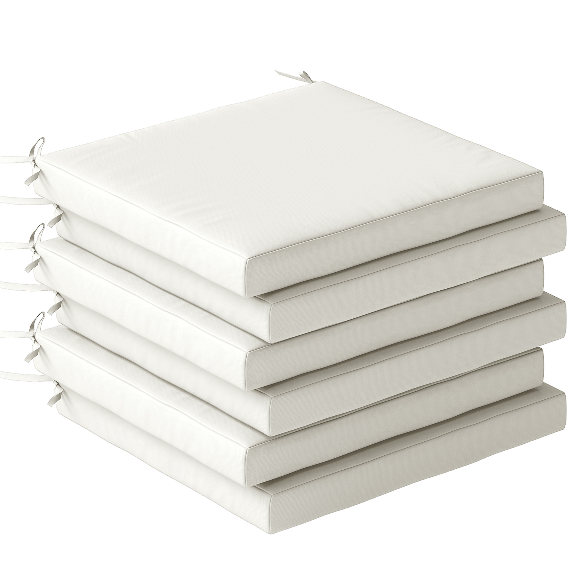 Glywick Cream White Polyester Chair Cushions Set of 6 - 46cm - Life Essentials