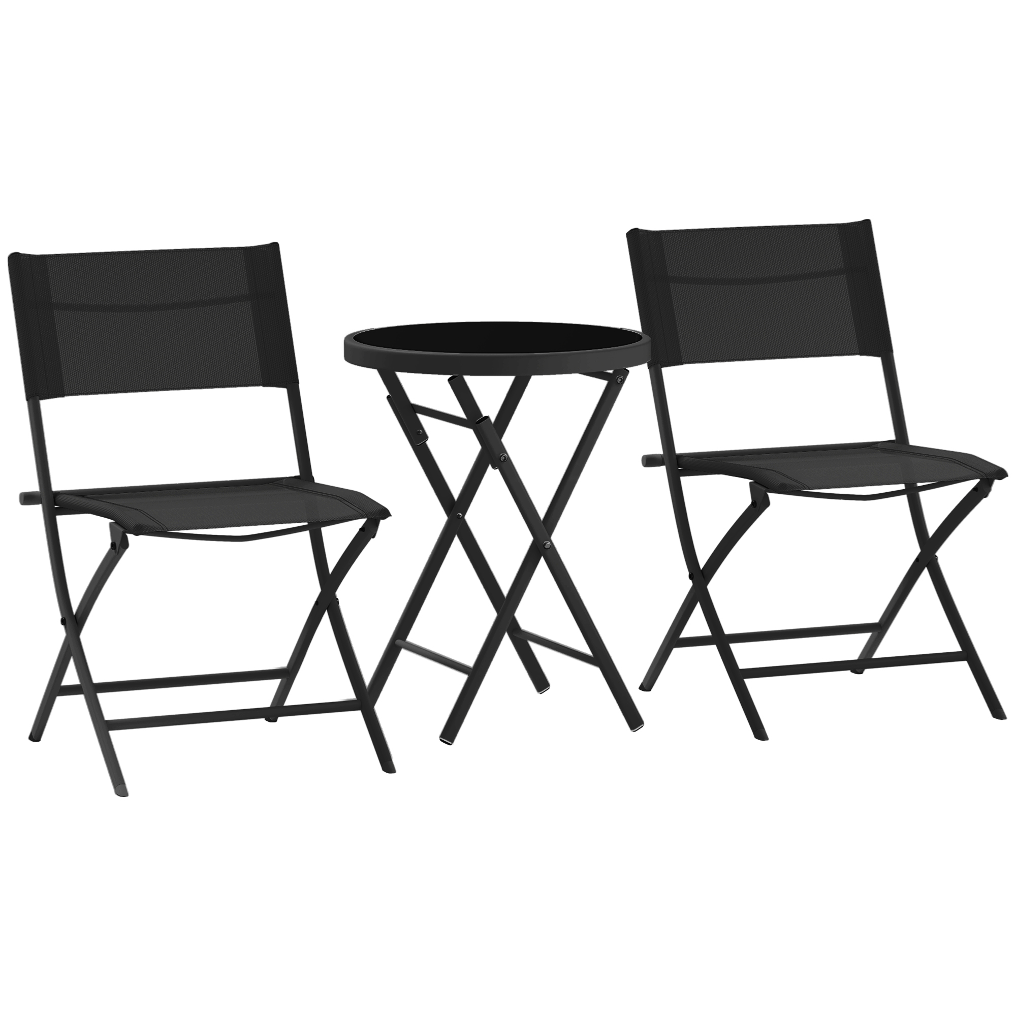 Harwold Black Metal Table and Chair Set - 46cm - Life Essentials