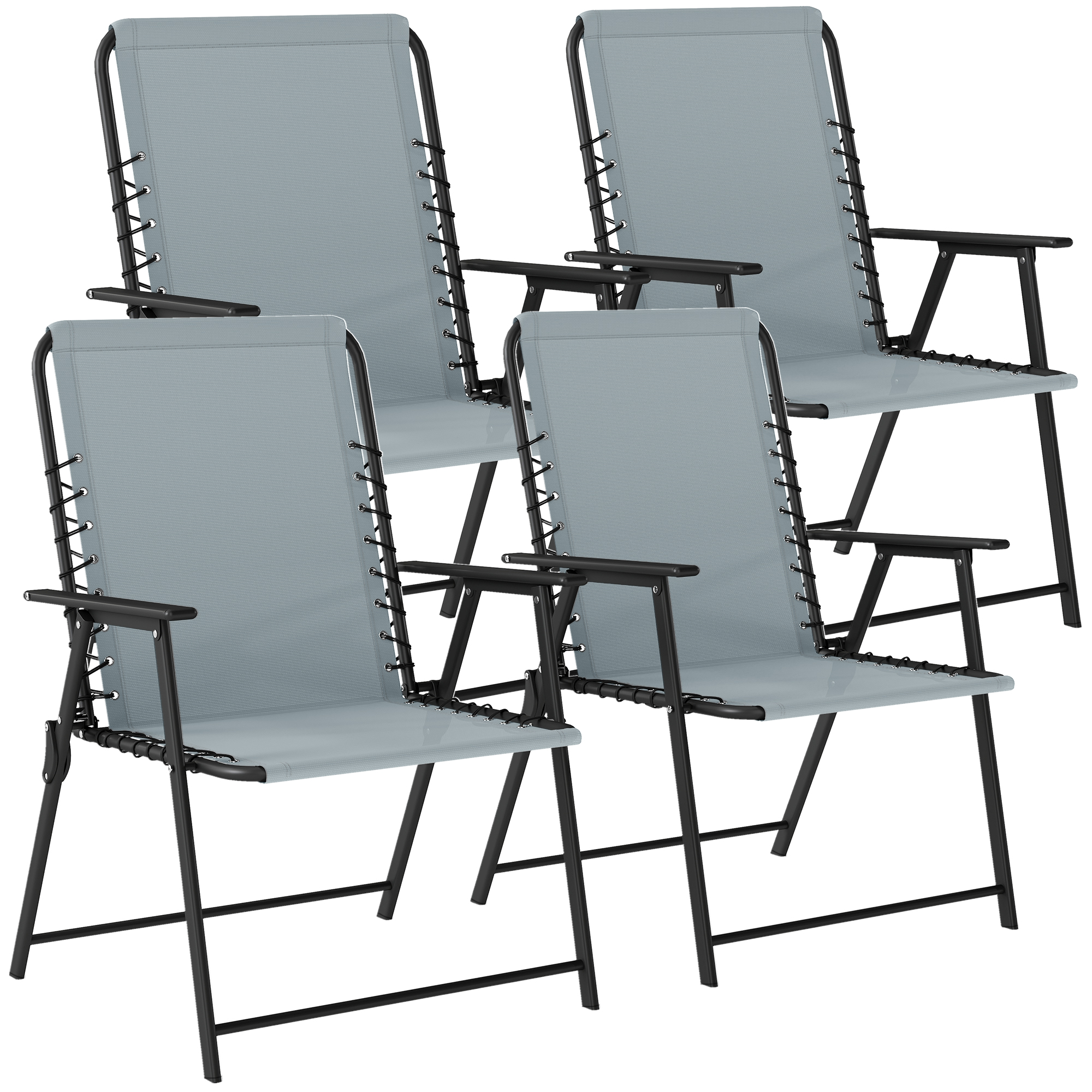 Winvale Light Grey Steel Folding Chairs Set of 4 - 60cm - Life Essentials