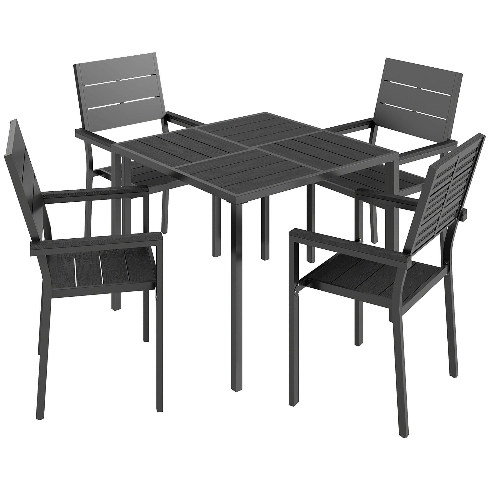 Greune Black Metal Table and Chairs Set - 86cm - Life Essentials