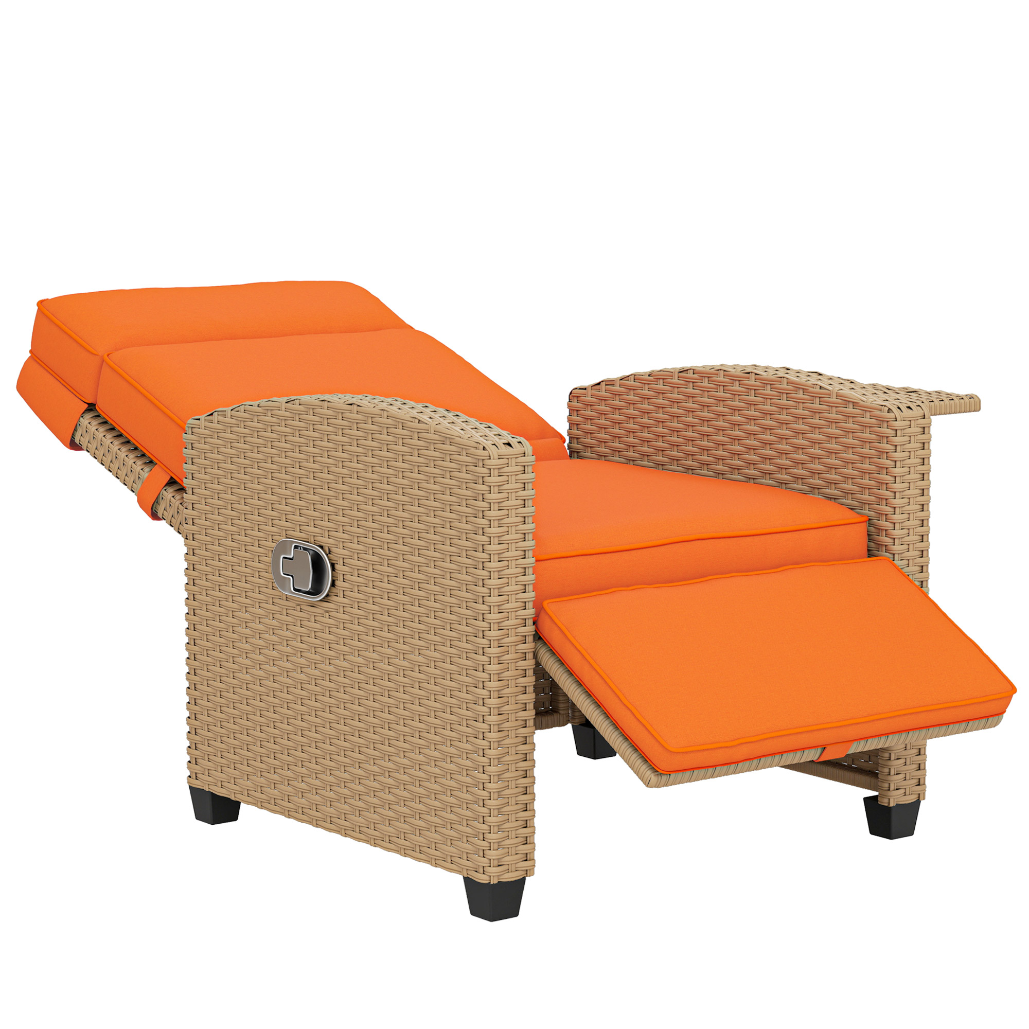 Norcote Steel Garden Recliner Armchair - Orange - Life Essentials