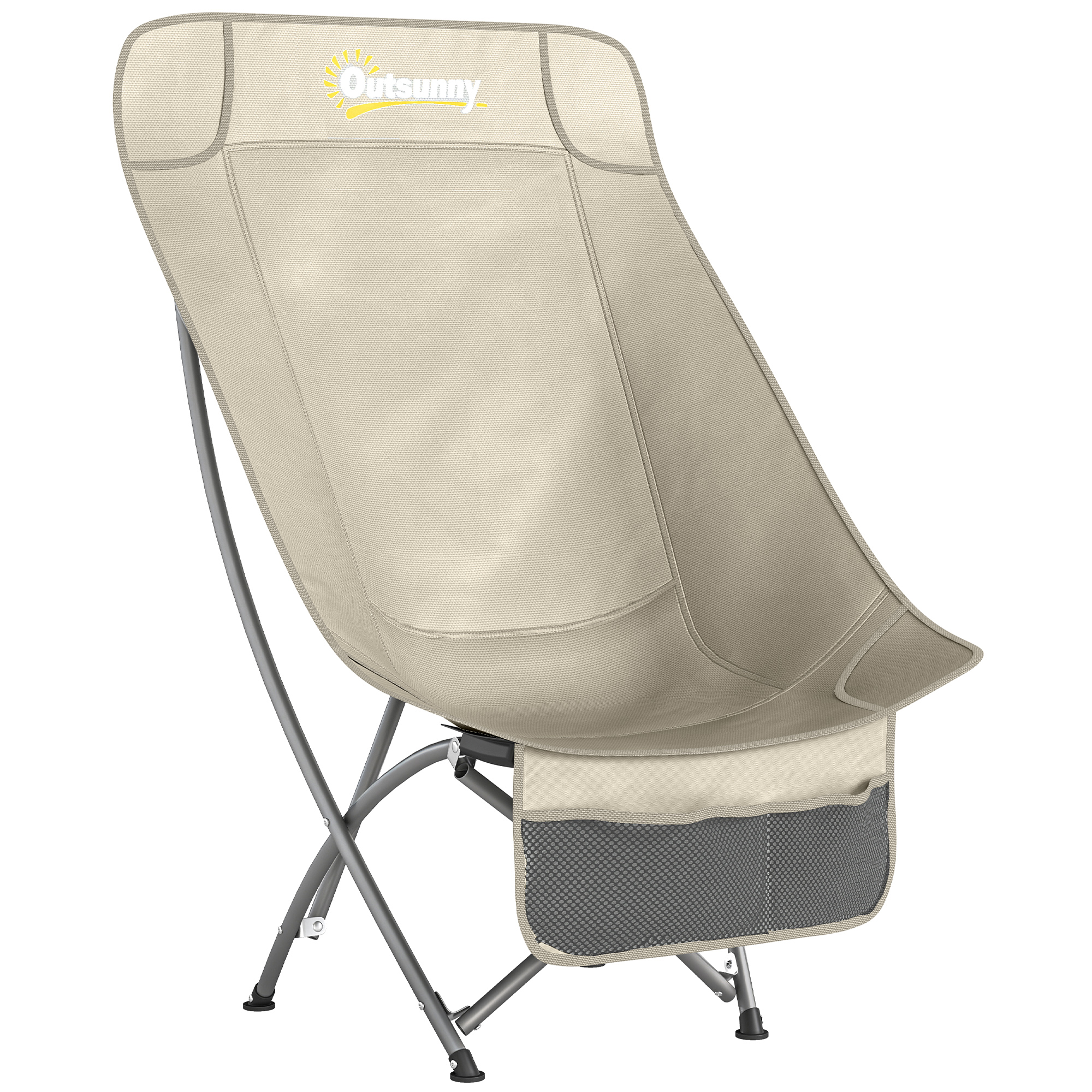 Quawick Khaki Metal Folding Camping Chair - 60cm - Life Essentials