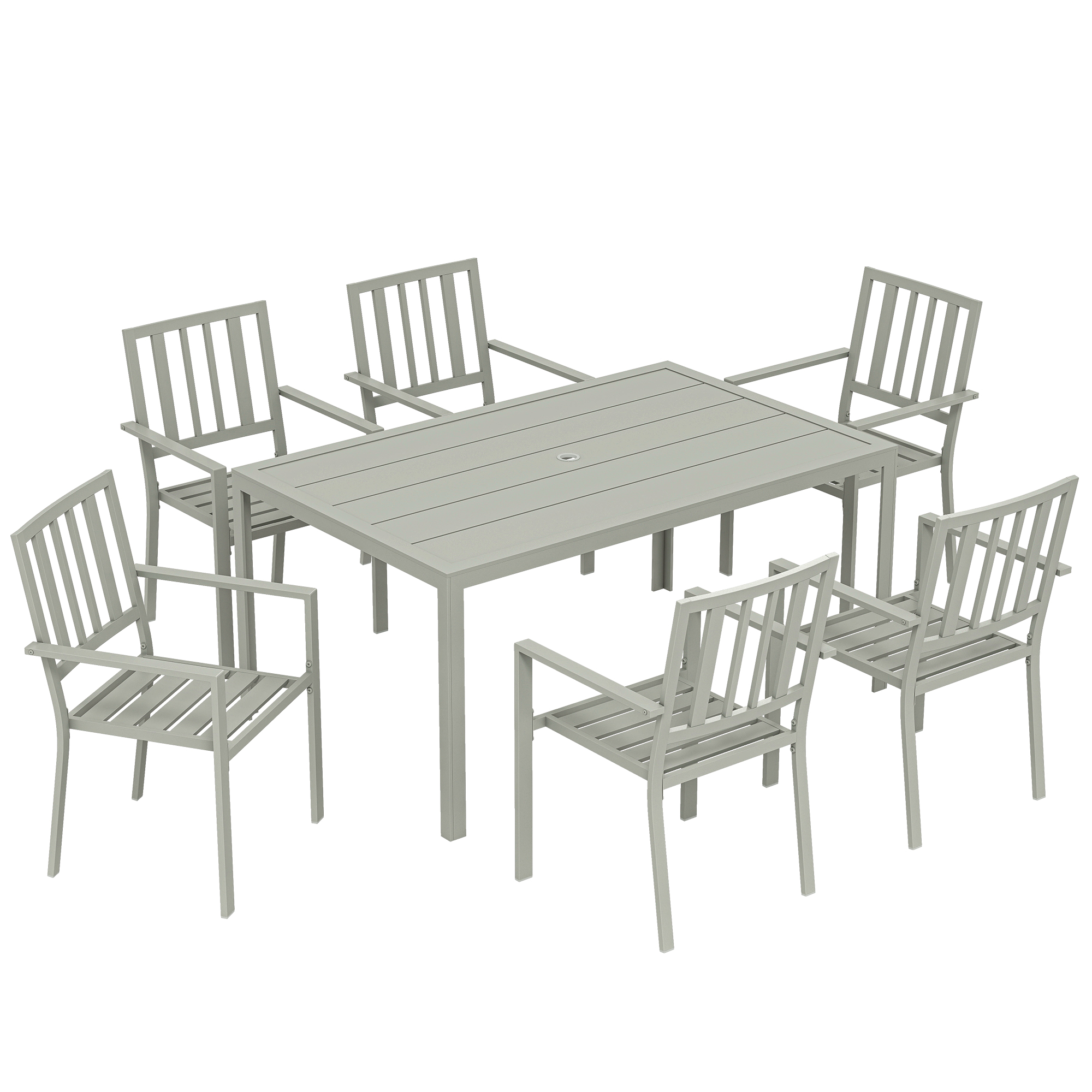 Oakshaw Light Grey Steel Table and Chairs Set - 96.5cm - Life Essentials