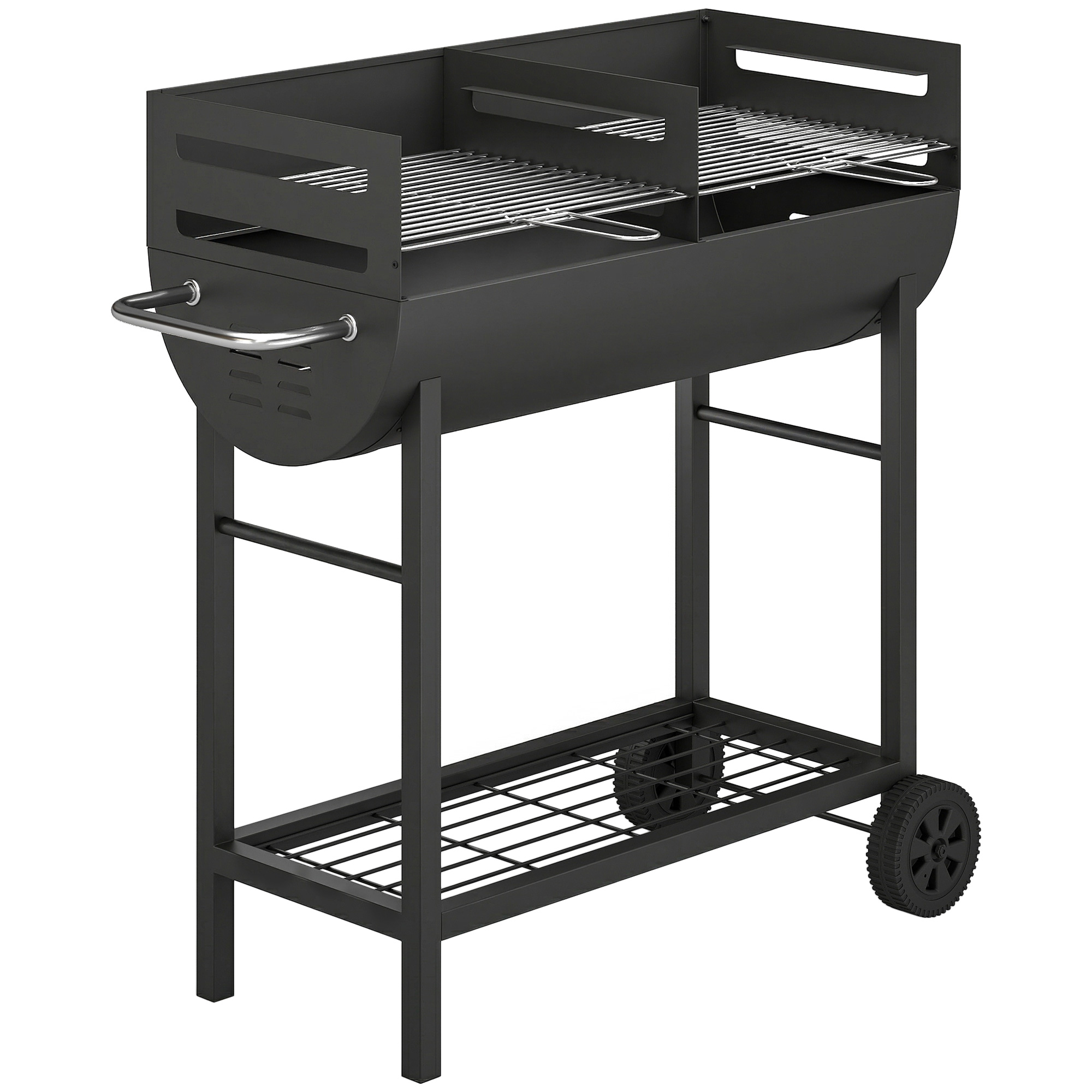 Cavero Black Metal Barbecue Grill with 2 Cooking Areas - 46.5cm - Life Essentials