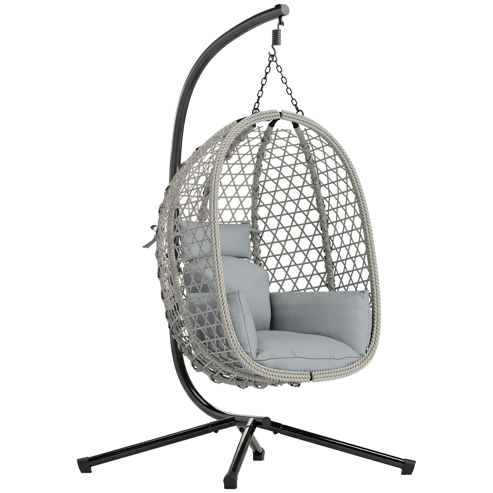 Yorcarr Light Grey PE Rattan Hammock Swing Chair - 105cm - Life Essentials