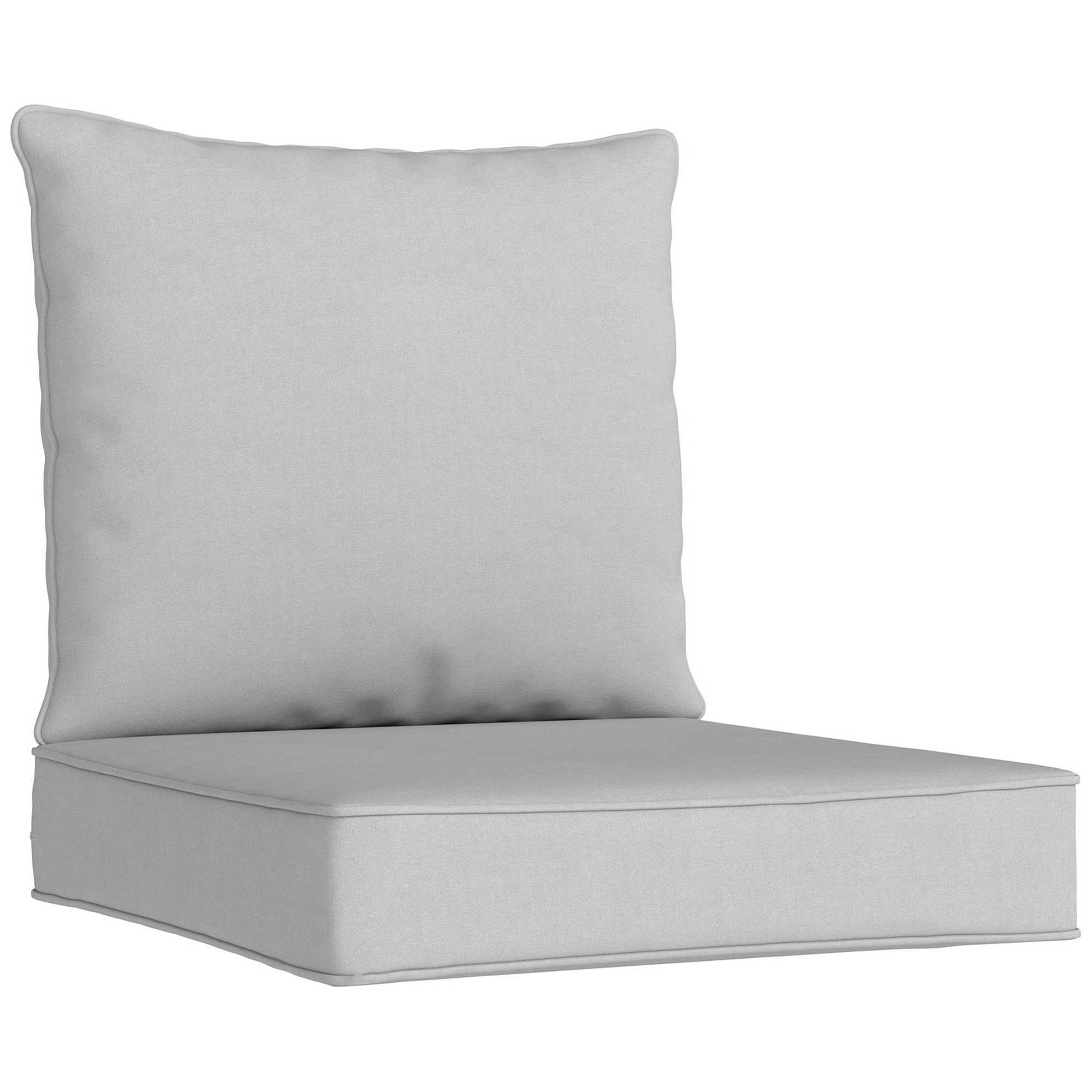 Light Grey Polyester Seat and Back Cushion Set - 55cm - Life Essentials