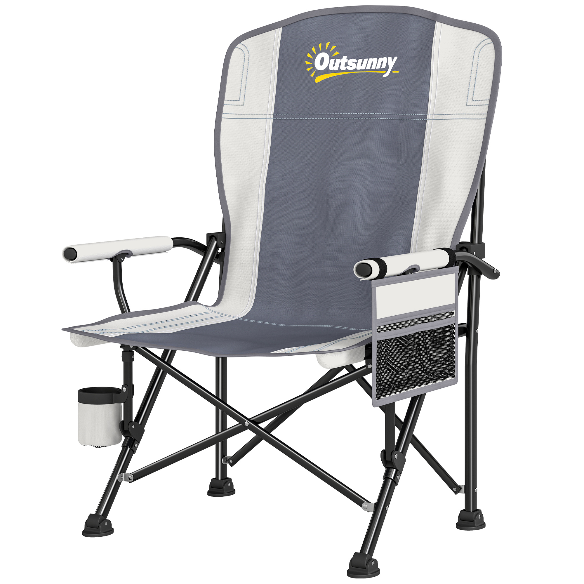 Elmmere Light Grey Metal Folding Camping Chair - 59cm - Life Essentials