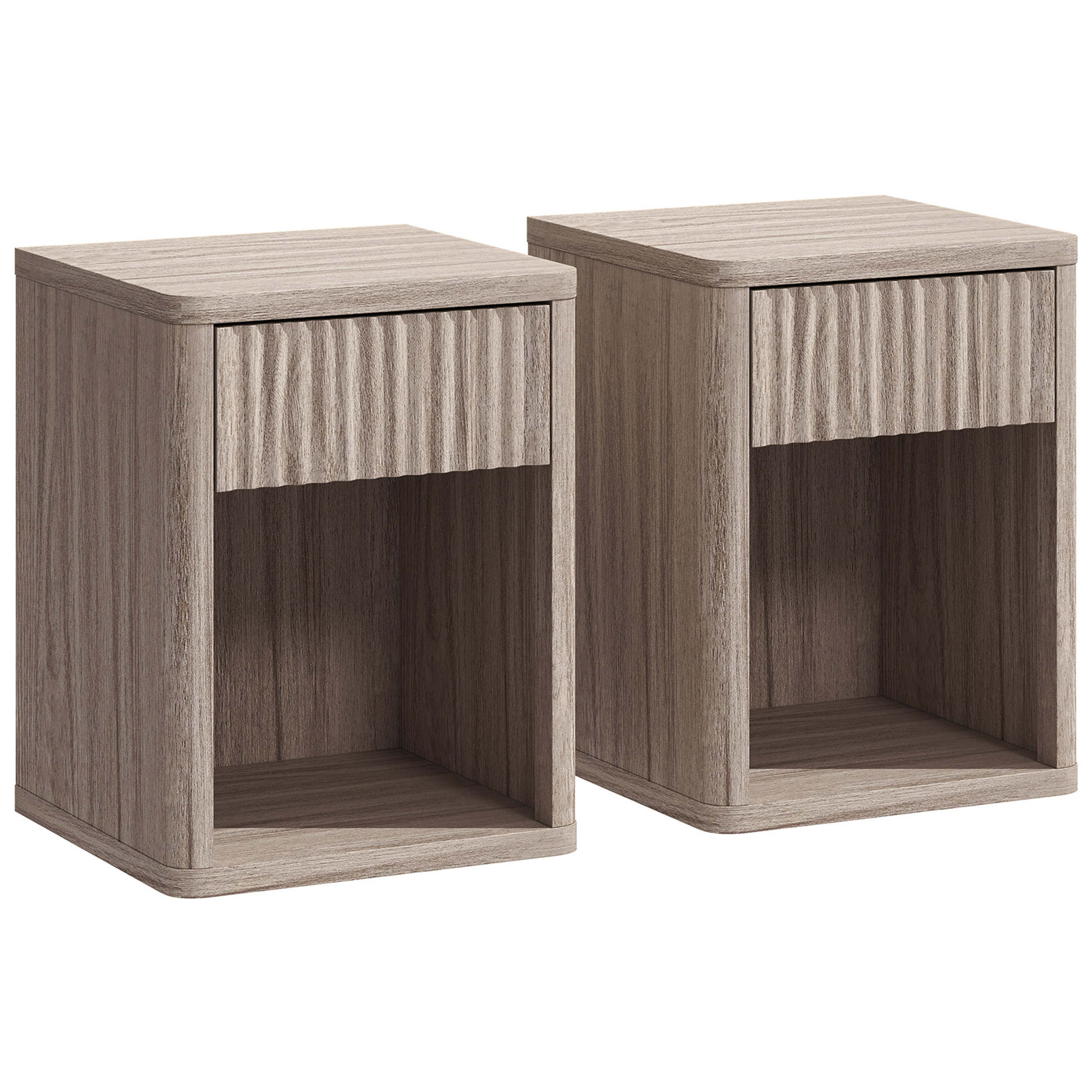 Wexant Grey Bedside Table Set of 2 - 40cm - Life Essentials