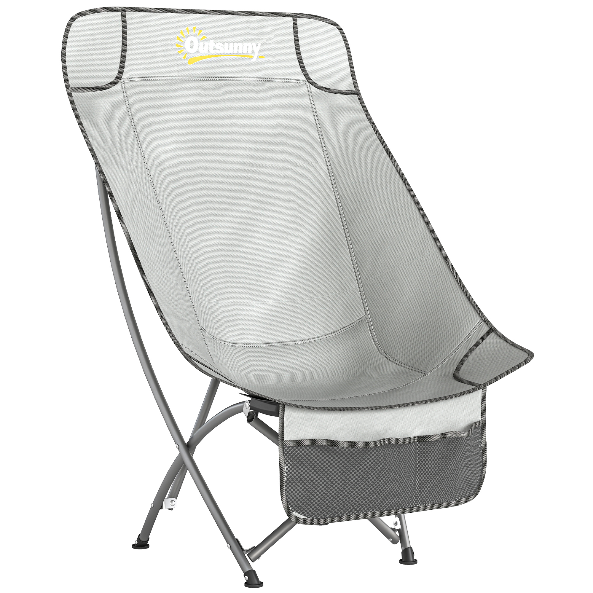 Quawick Light Grey Metal Folding Camping Chair - 60cm - Life Essentials