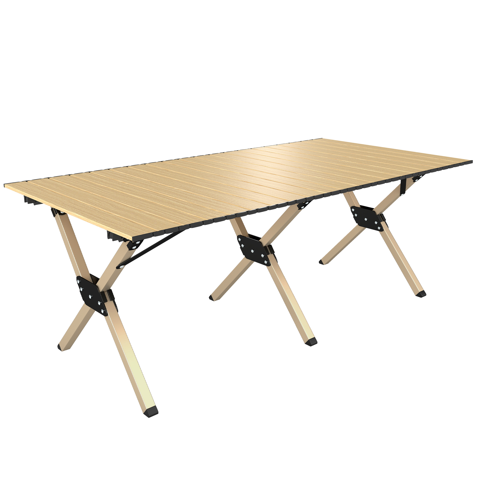 Camlyne Dark Brown Metal Folding Camping Table - 59cm - Life Essentials