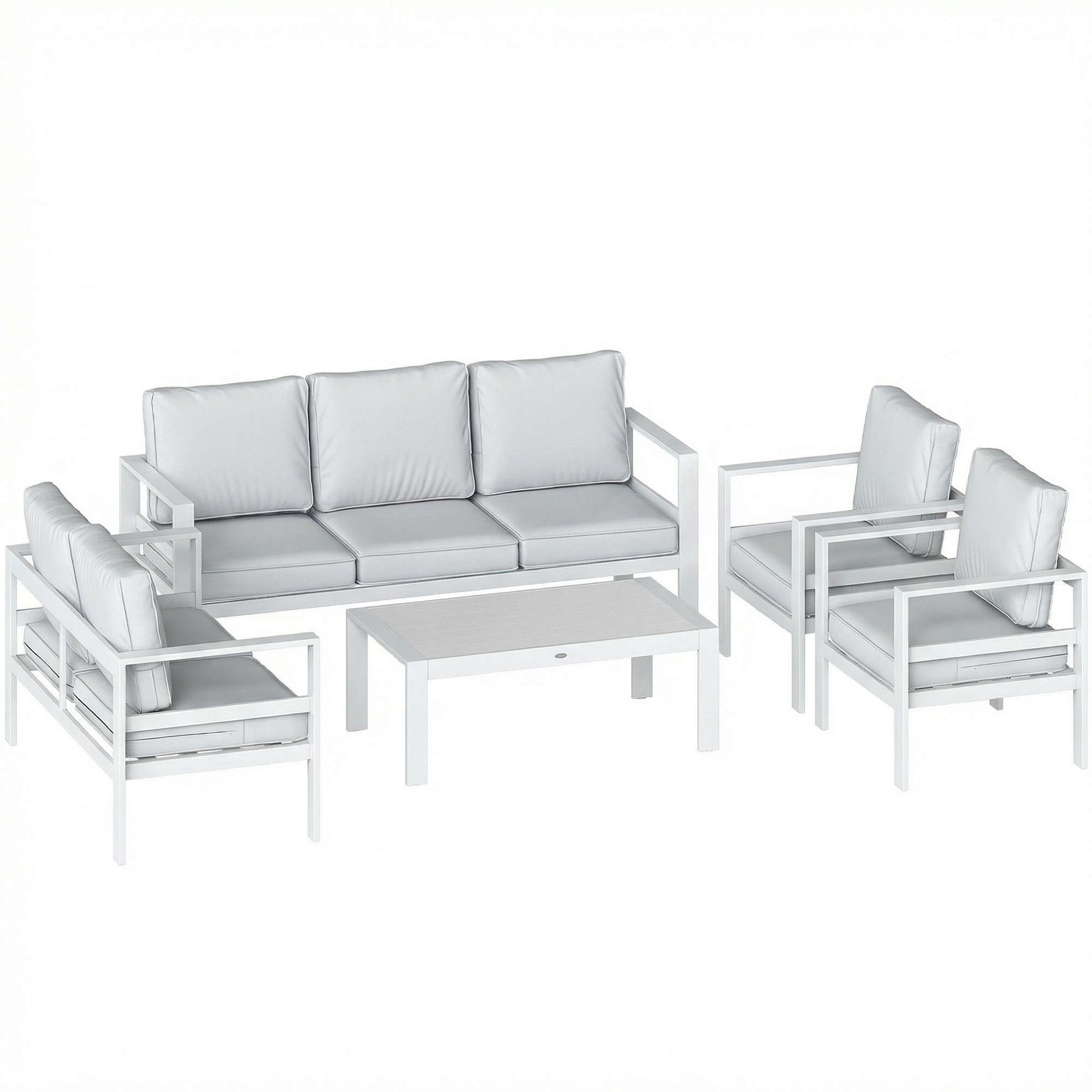 Camhall Aluminium 5 Pieces Sofa Set - White - Life Essentials