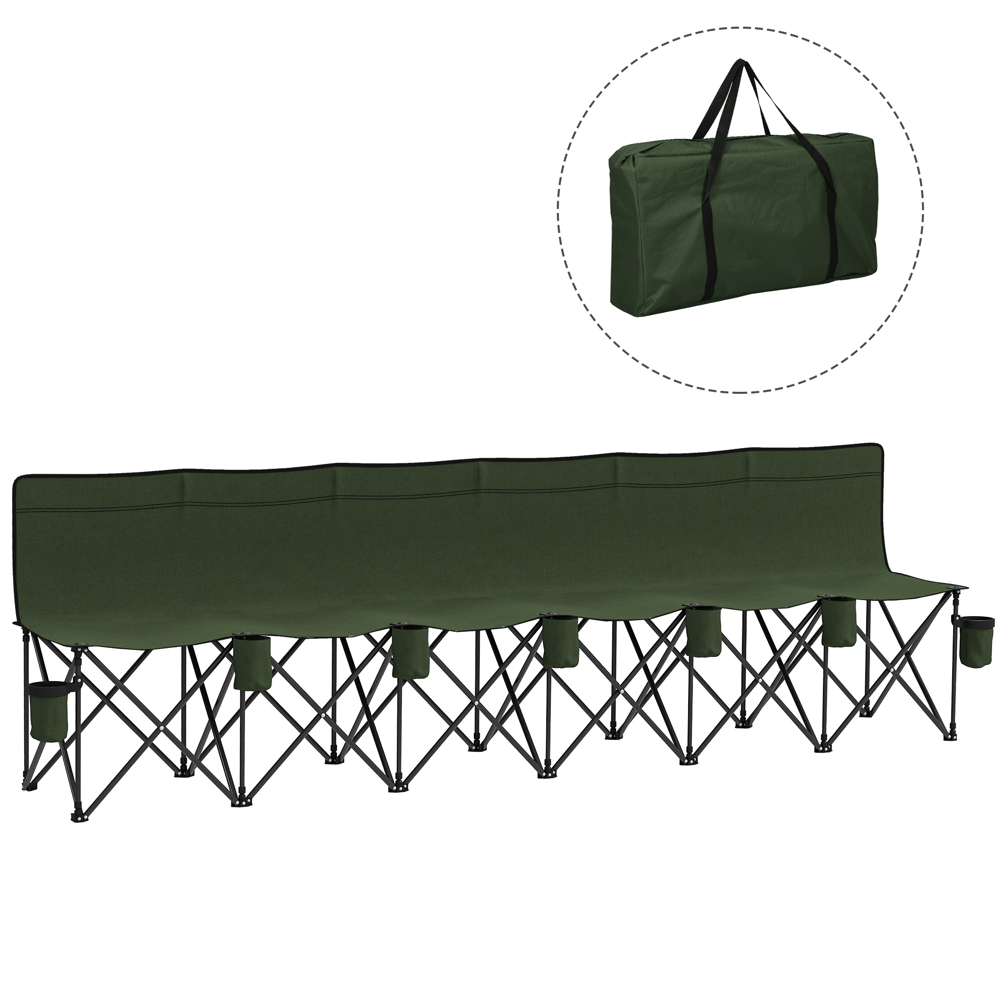 Jadis Green Metal Folding Camping 6 Seat Chair - 259cm - Life Essentials