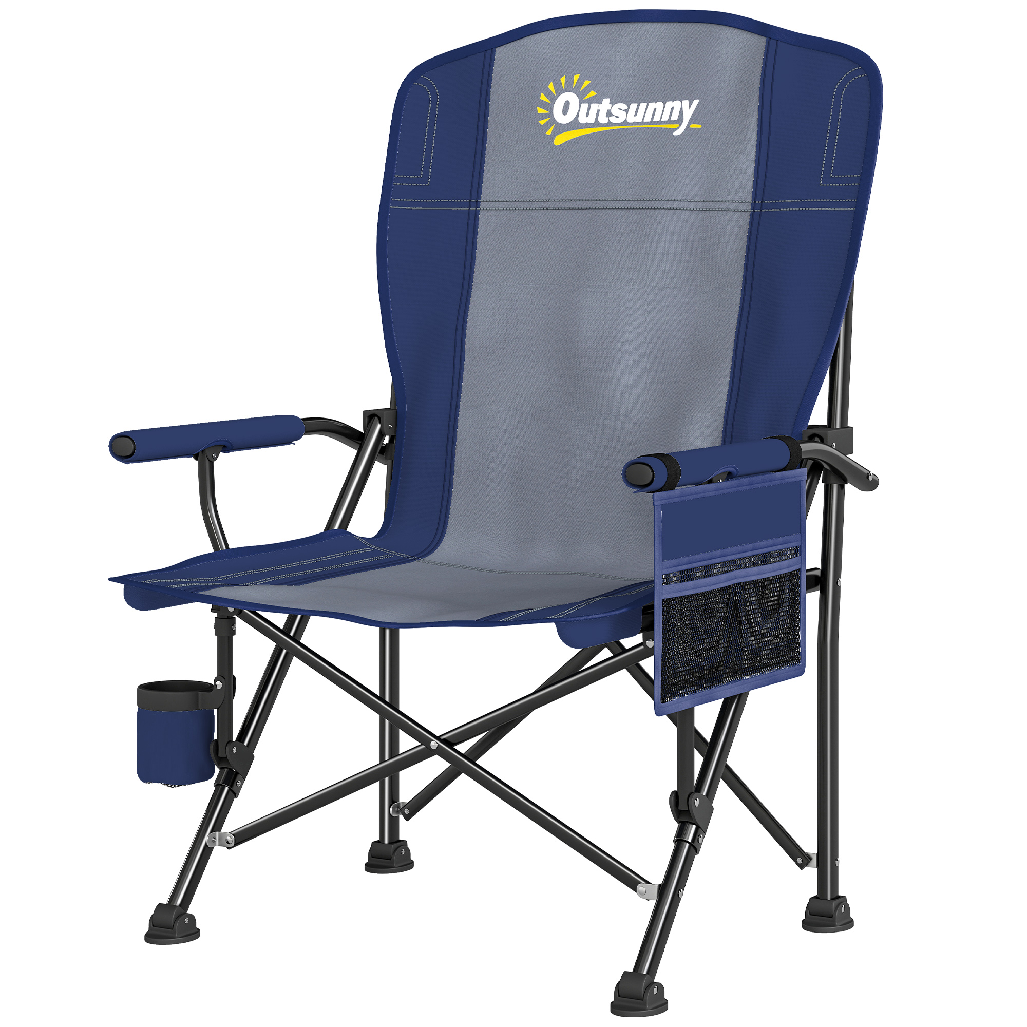 Elmmere Dark Blue Metal Folding Camping Chair - 59cm - Life Essentials
