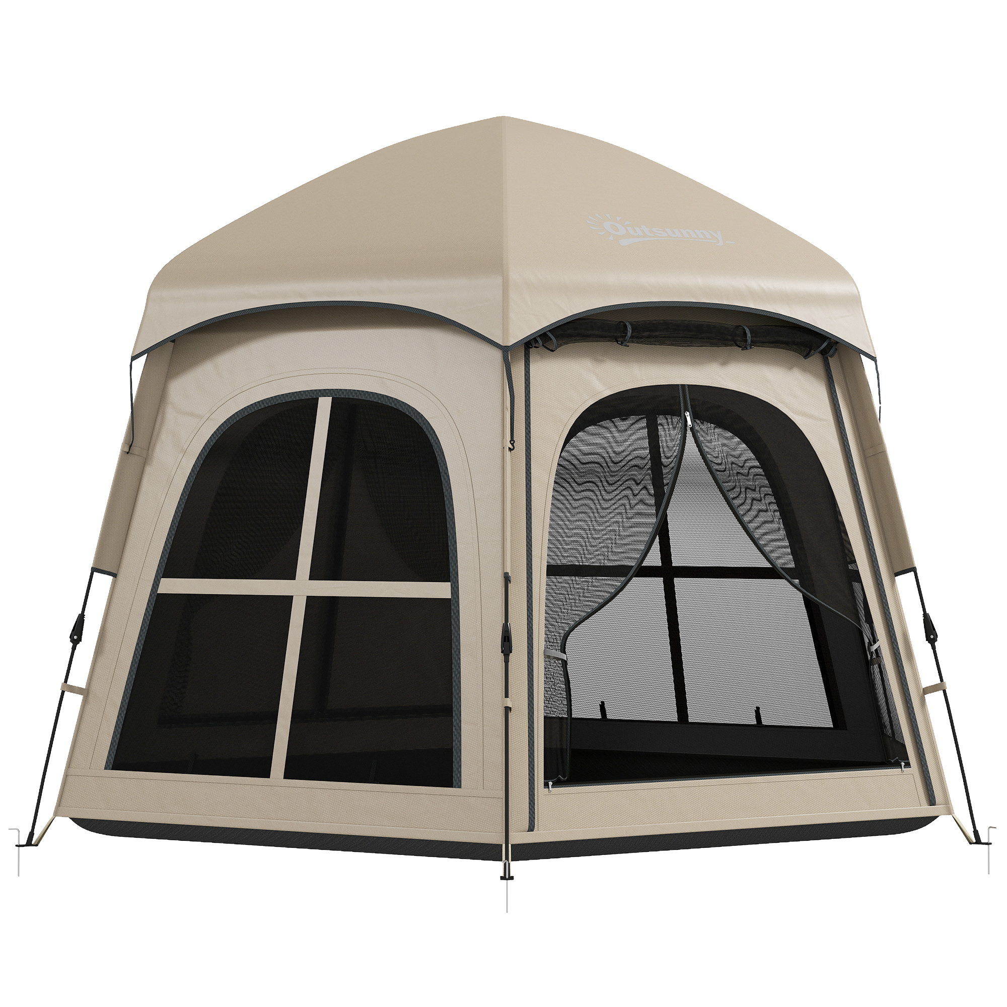 Harcrof Khaki Metal Camping Tent - 240cm - Life Essentials