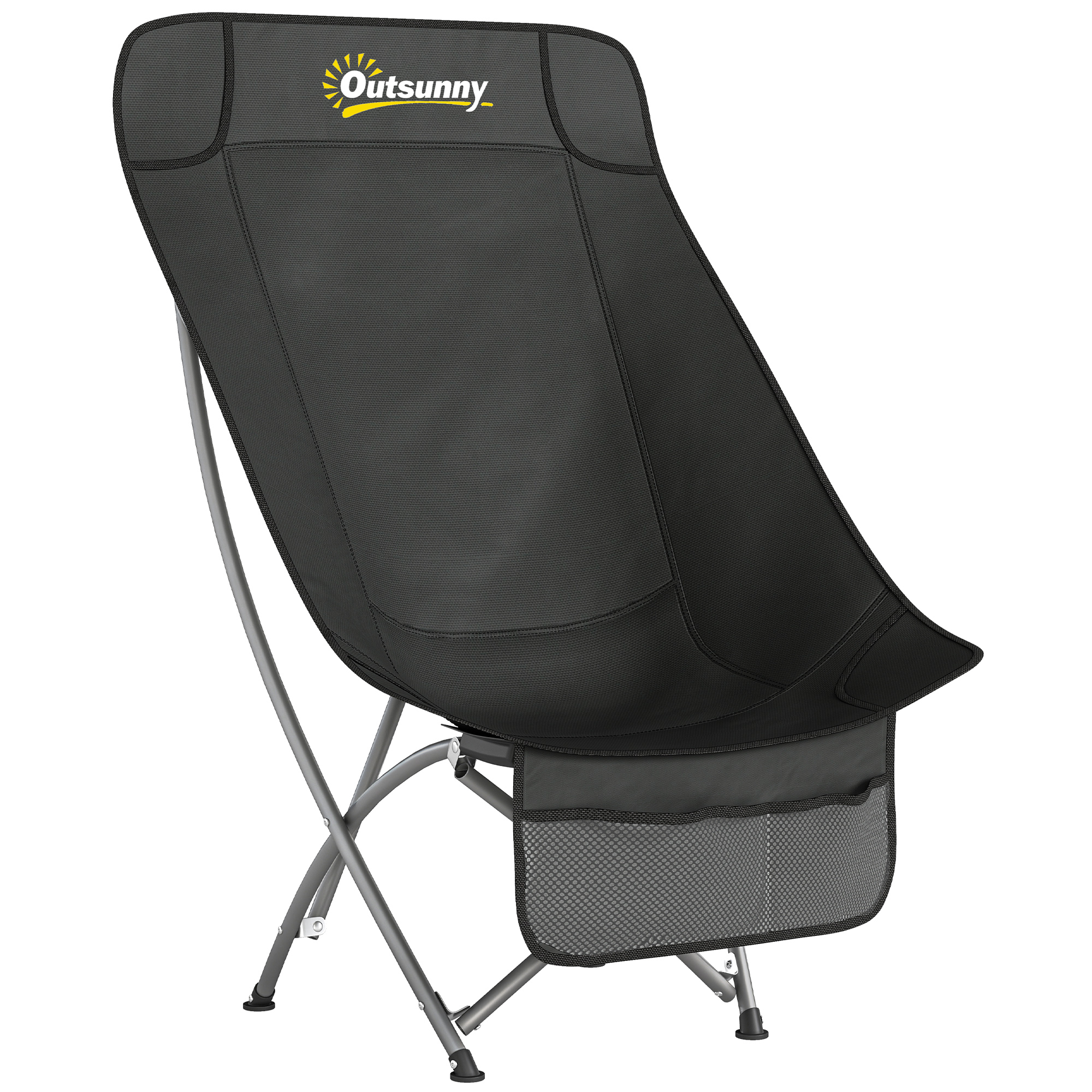 Quawick Black Metal Folding Camping Chair - 60cm - Life Essentials