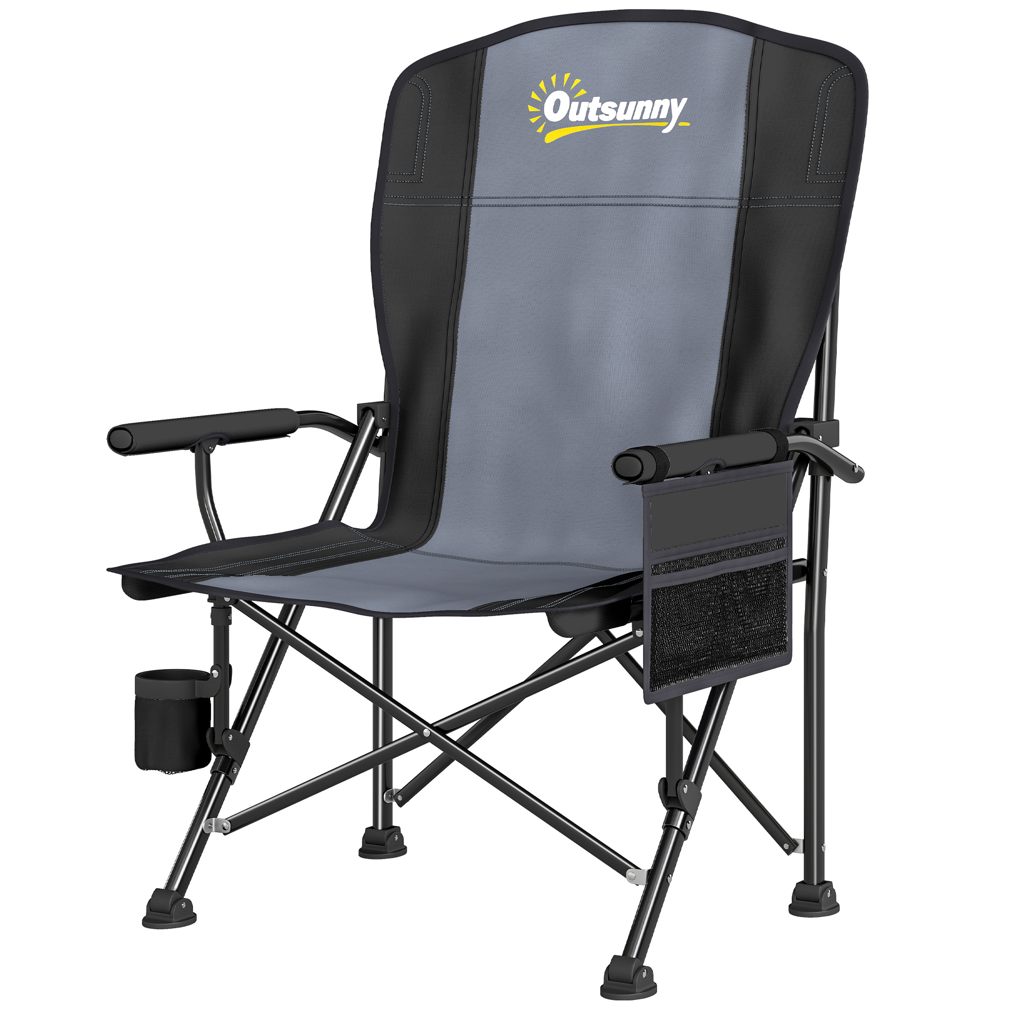 Elmmere Black Metal Folding Camping Chair - 59cm - Life Essentials