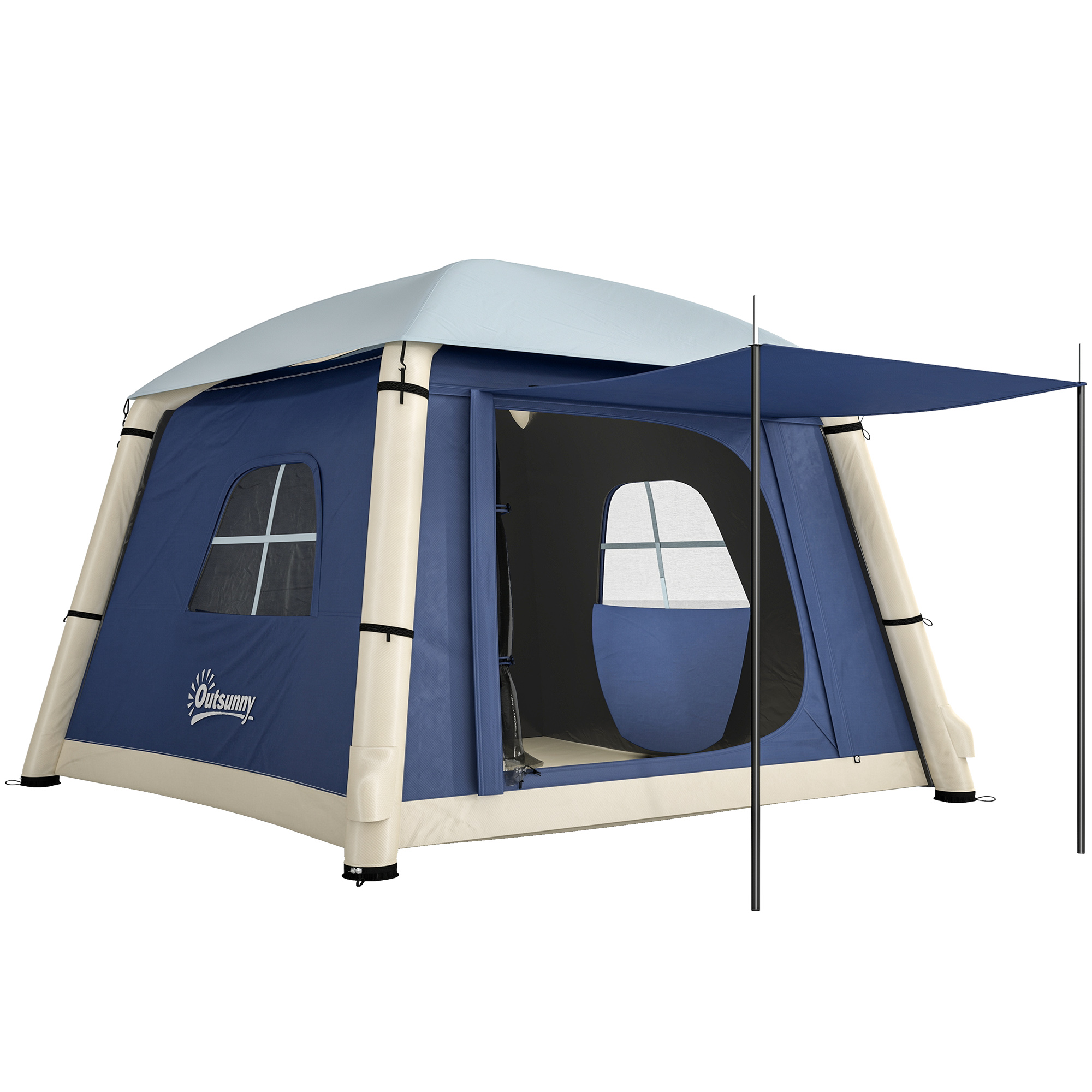 Ashcote Dark Blue Fabric Camping Tent - 210cm - Life Essentials