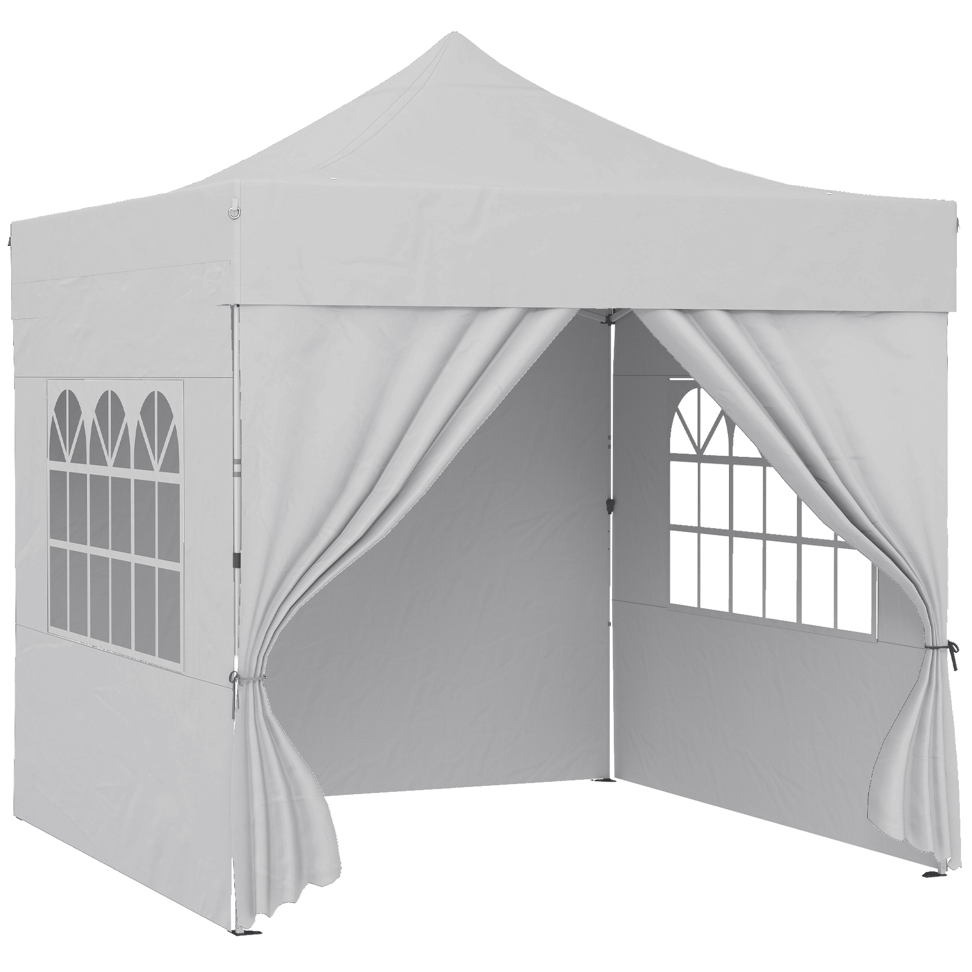 Belmore Silver Grey Metal 3x3m Pop Up Gazebo with Sidewalls - 300cm - Life Essentials